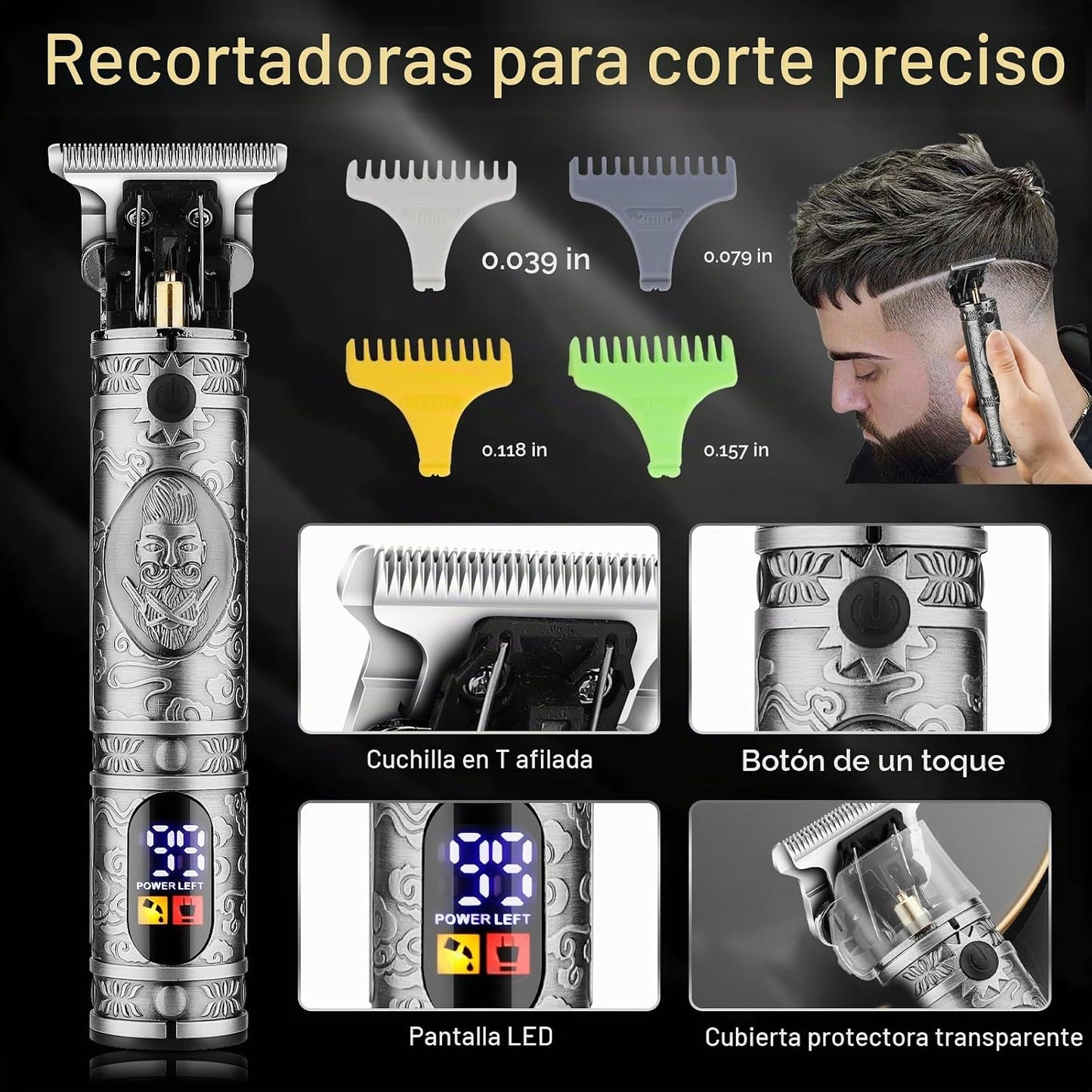 QREEYX Cortadora de pelo para hombre, recortadora de pelo en T, rec...