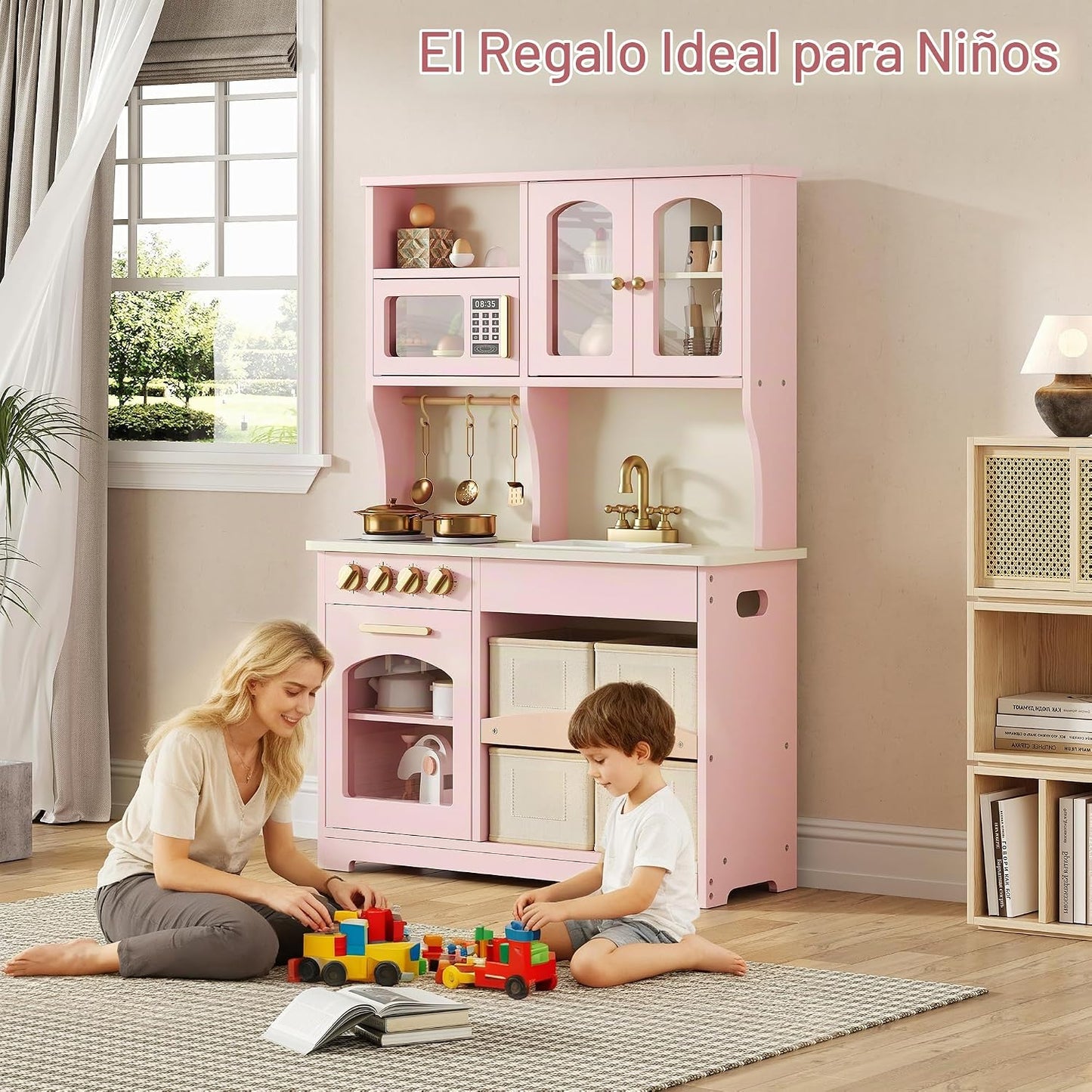 knoworld Cocina de Juguete para Niños, Juego de Cocina de Madera co...