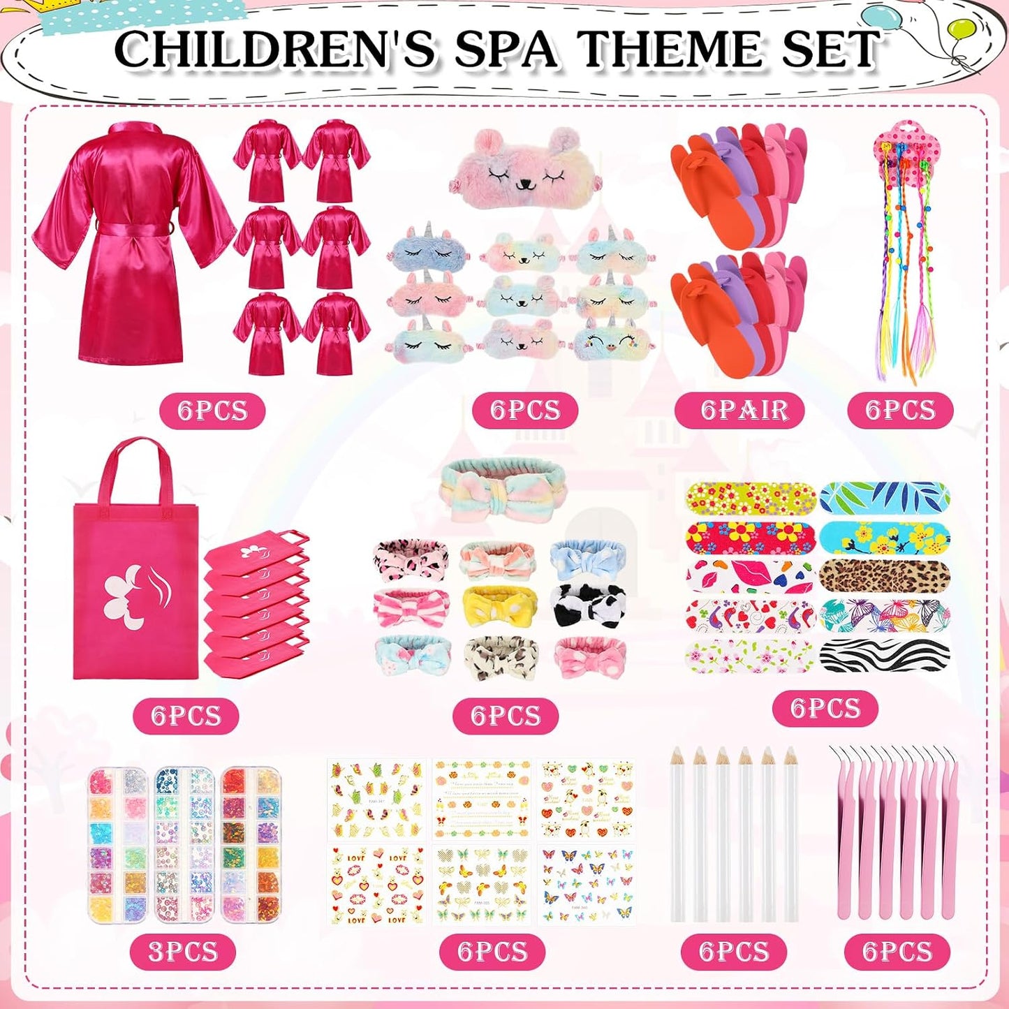 Suhine Juego de 6 juegos de spa para niñas, suministros para fiesta...