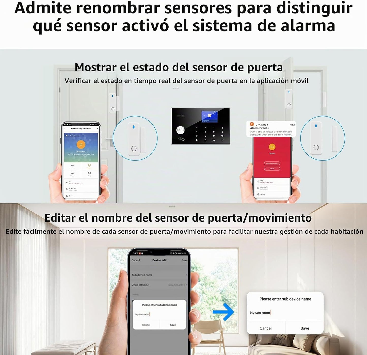 Sistema de seguridad para el hogar con cámara, kit de alarma WiFi +...