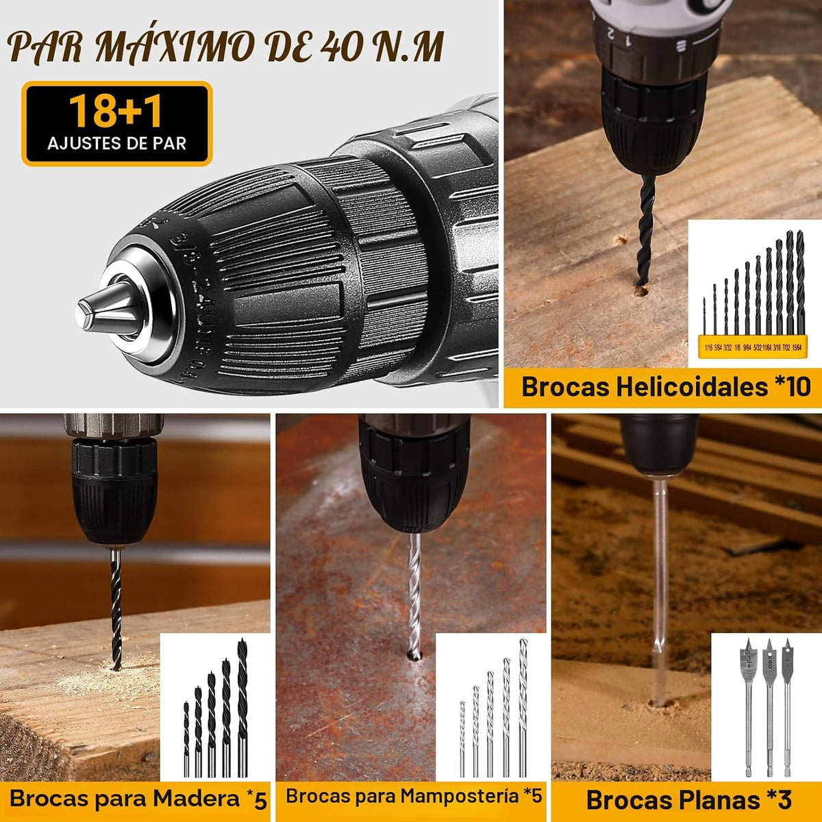 Kit de Herramientas de Taladro Inalámbrico: Caja de Herramientas de...