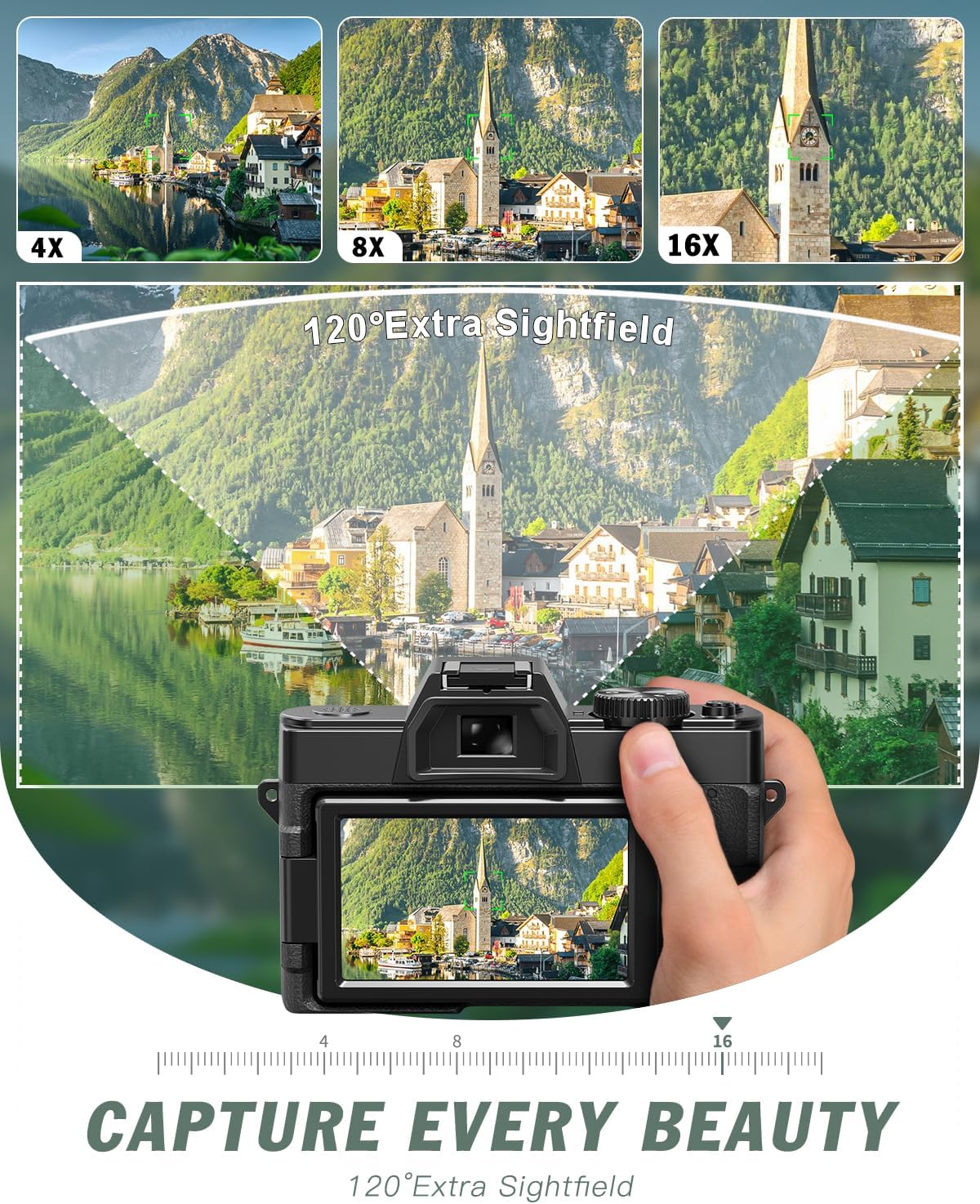 Cámaras digitales 8K 64MP para fotografía, zoom 16X y micrófono, ne...