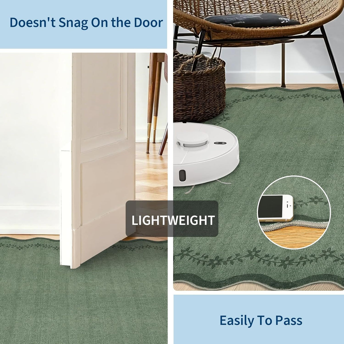 GarveeHome Alfombras de área con bordes ondulados de 8 x 10 pulgada...