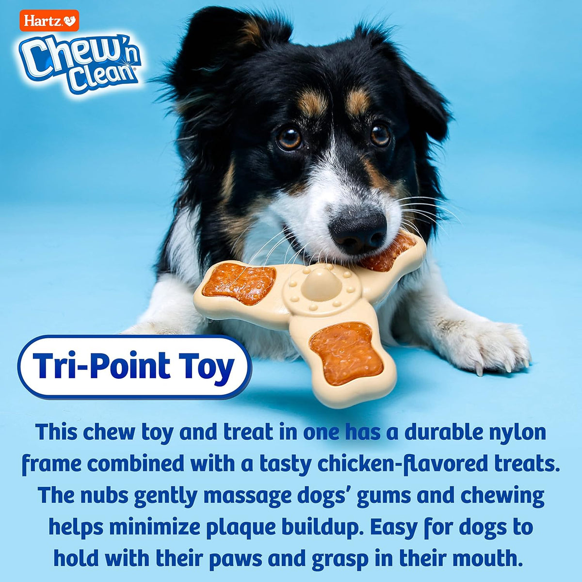 Hartz Chew 'n Clean - Juguete masticable y trato en uno de tres...