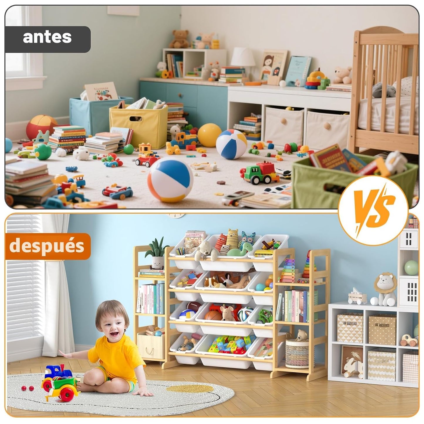 Ratulie Organizador grande de almacenamiento de juguetes para niños...