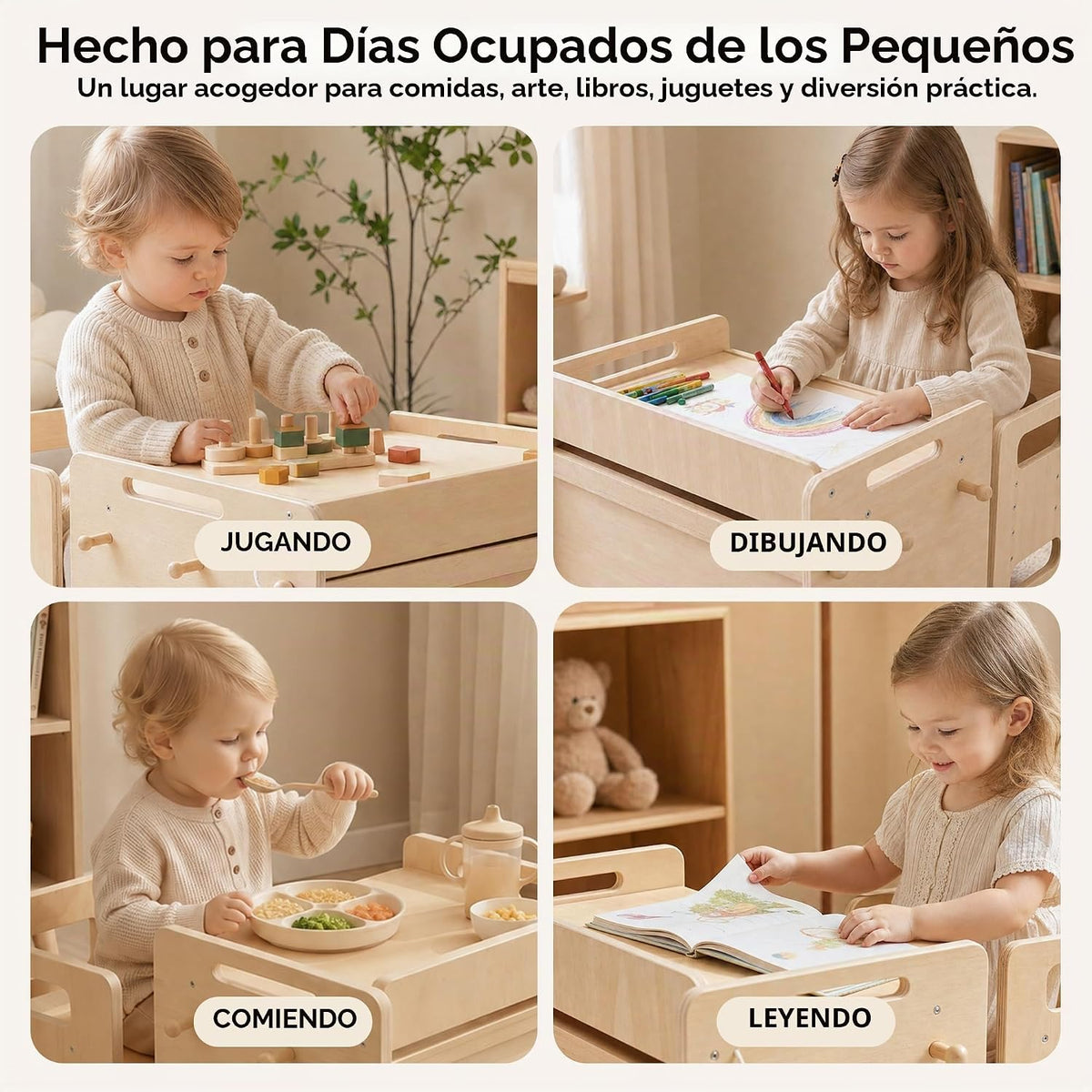 bpmfkid Juego de Mesa y Silla de Destete Montessori - Diseño Ajusta...