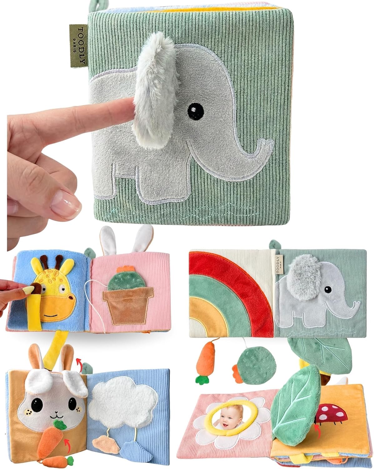 Toodly - Libro suave y lindo para bebé con espejo, actividades, toc...