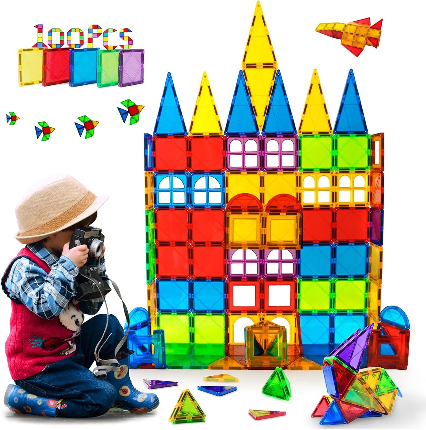 MAGBLOCK Fichas Magnéticas de Juguete para Niños Fichas Magnéticas...