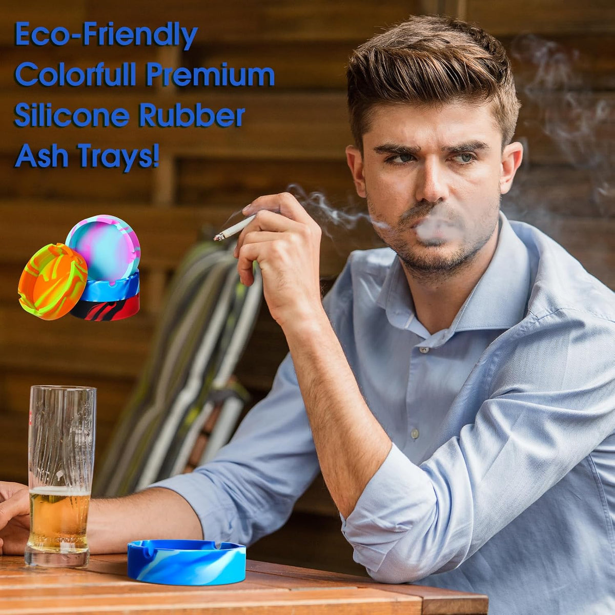 Threlaco Cenicero de silicona para cenizas, 12 piezas, teñido anuda...