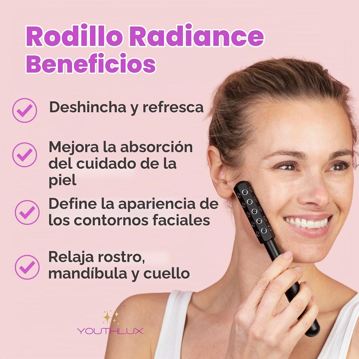 YOUTHLUX Radiance Roller \u2013 Herramienta de masaje facial de pie...