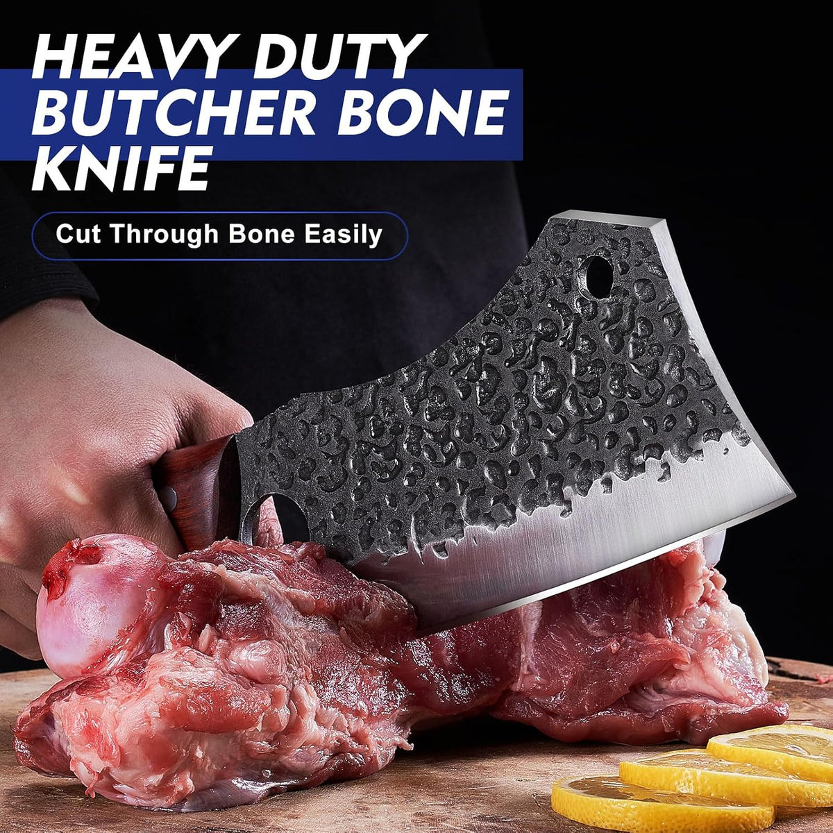 Topfeel Juego de 4 cuchillos de carne \u2013 Cortador de huesos res...