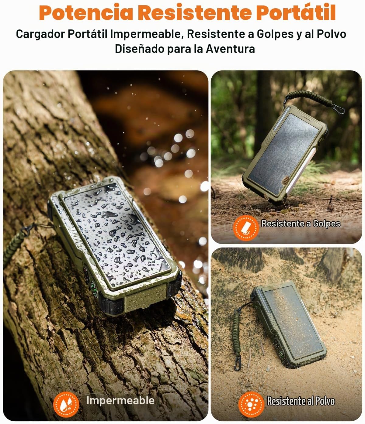 BLAVOR Banco de energía solar con manivela y 4 cables, cargador por...