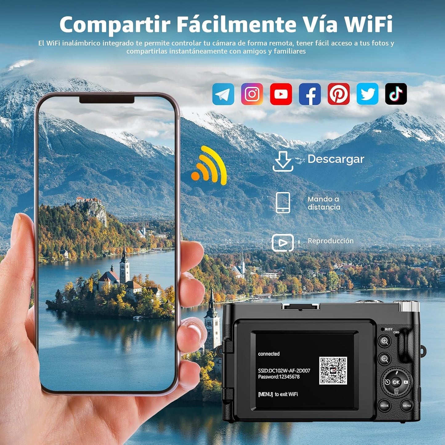 Cámara digital 4K para enfoque automático de fotografía, cámara de...