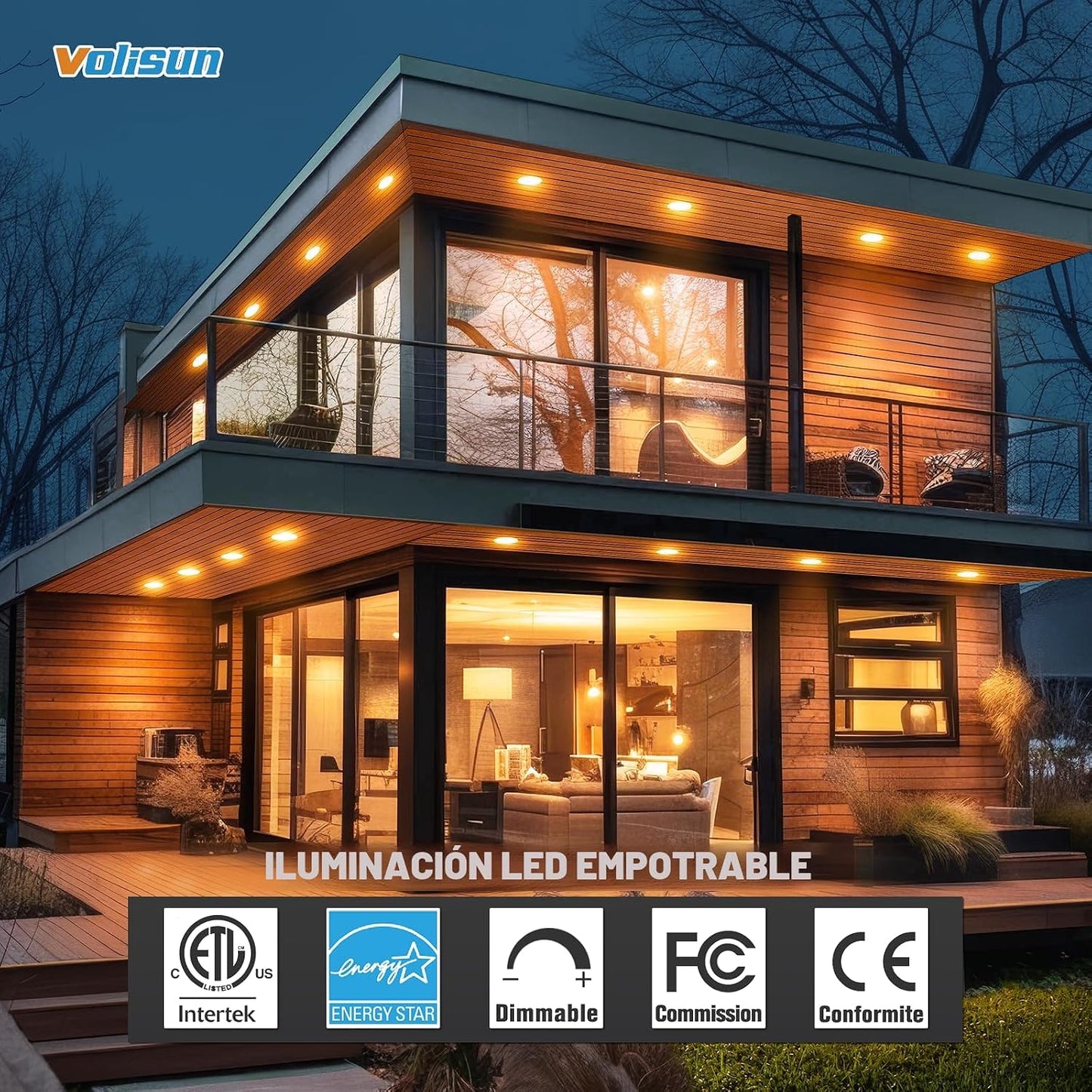 VOLISUN Paquete de 24 luces empotrables de 6 pulgadas, luz LED empo...