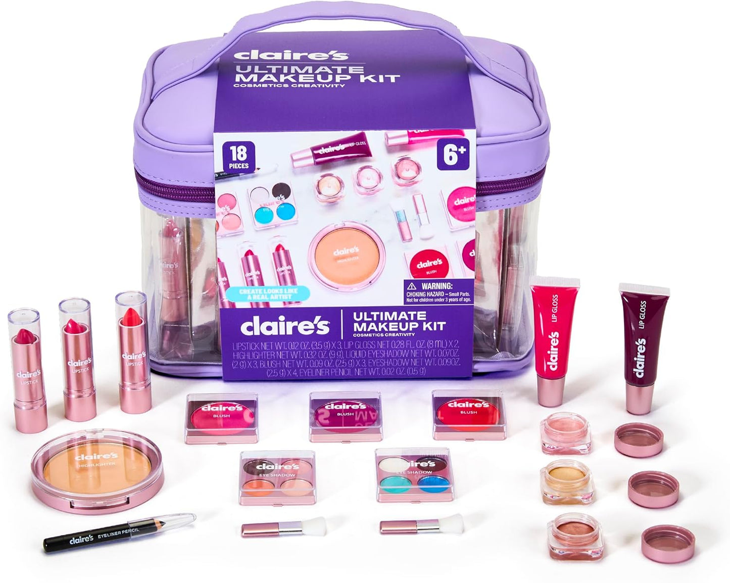 Claire's Kit de maquillaje definitivo, juego de cosméticos real...