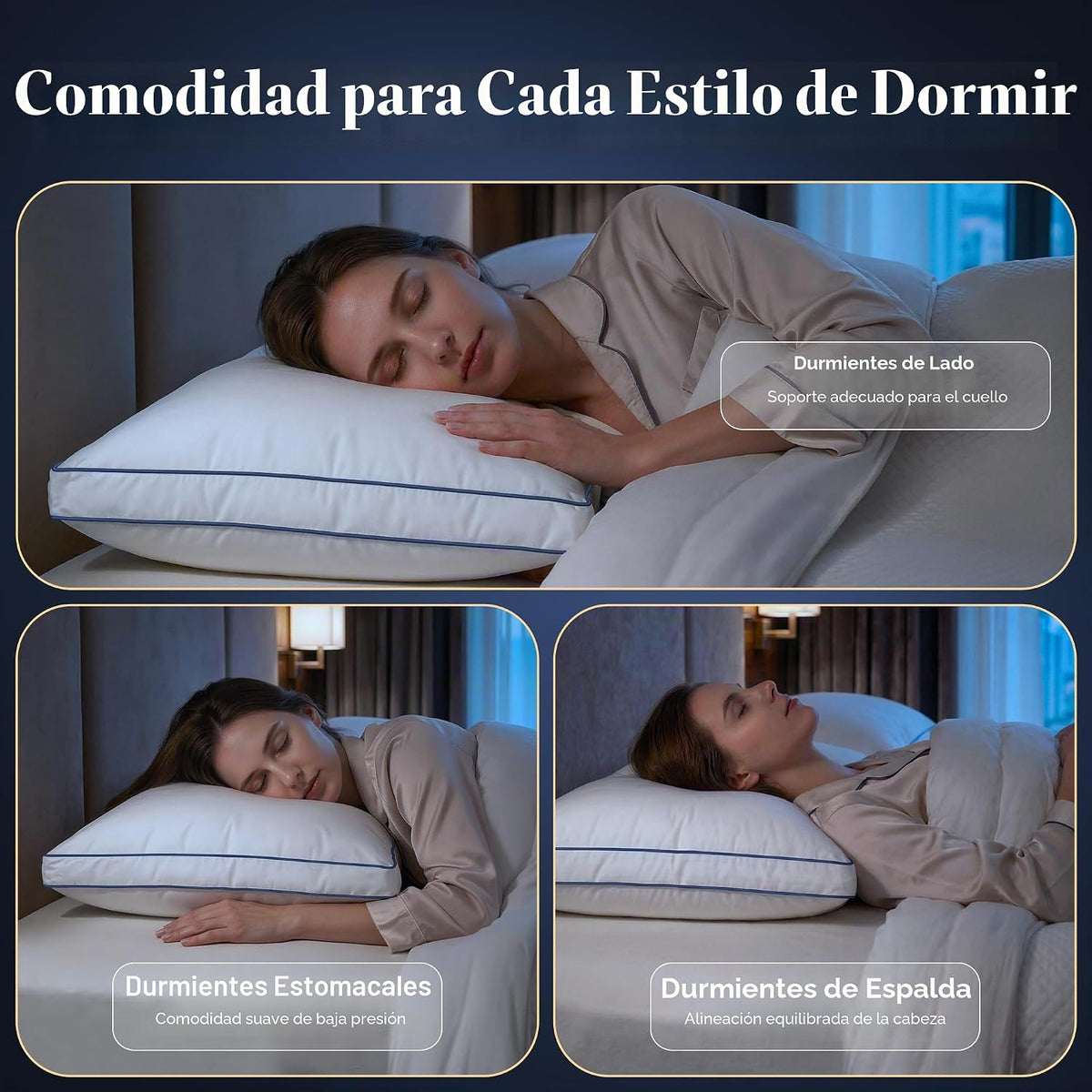 zibroges Juego de 2 almohadas de plumón tamaño King, colección de h...