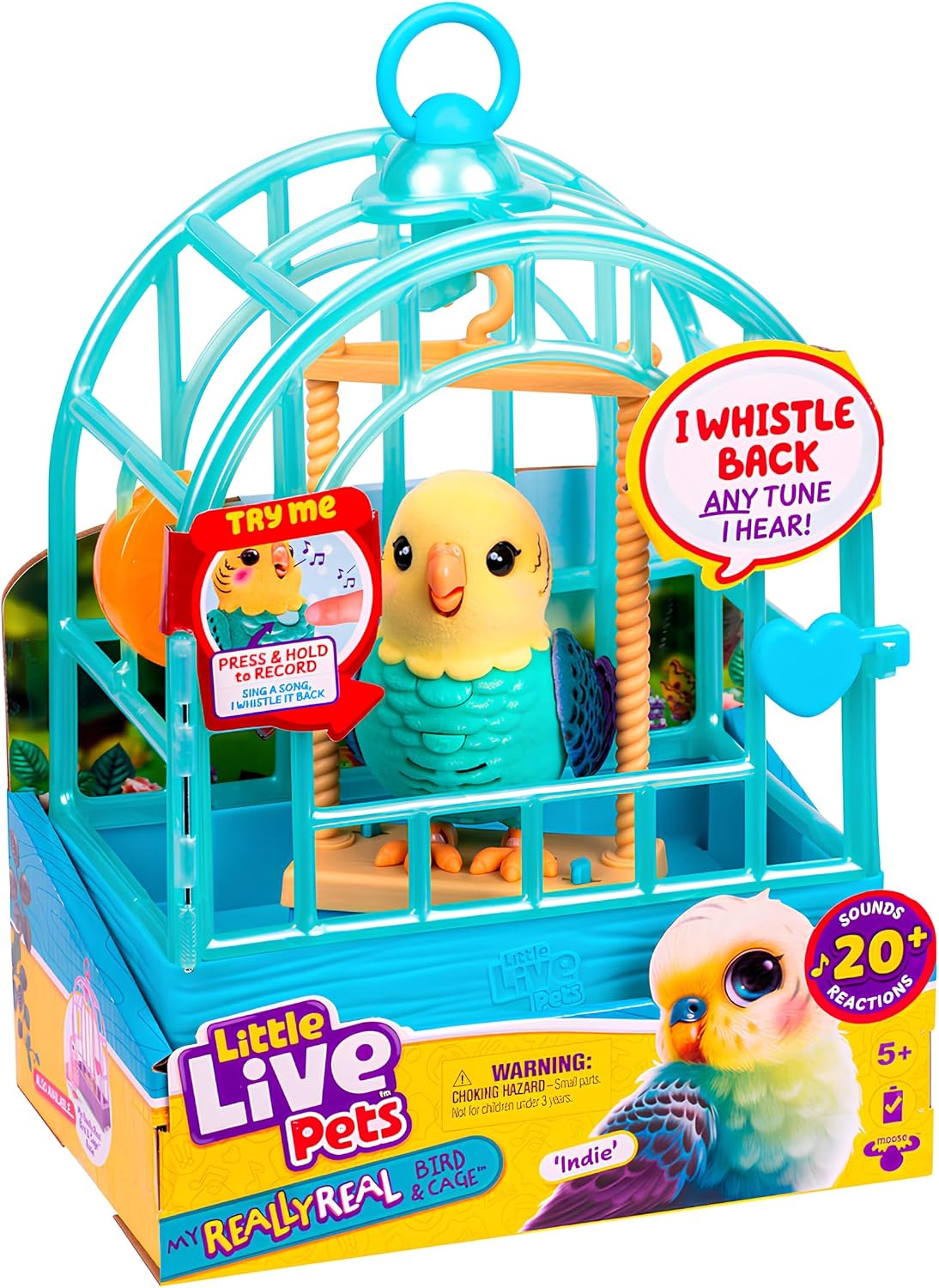 Little Live Pets Mi Pajarito Parlanchín Real y Juguetes con Jaula -...