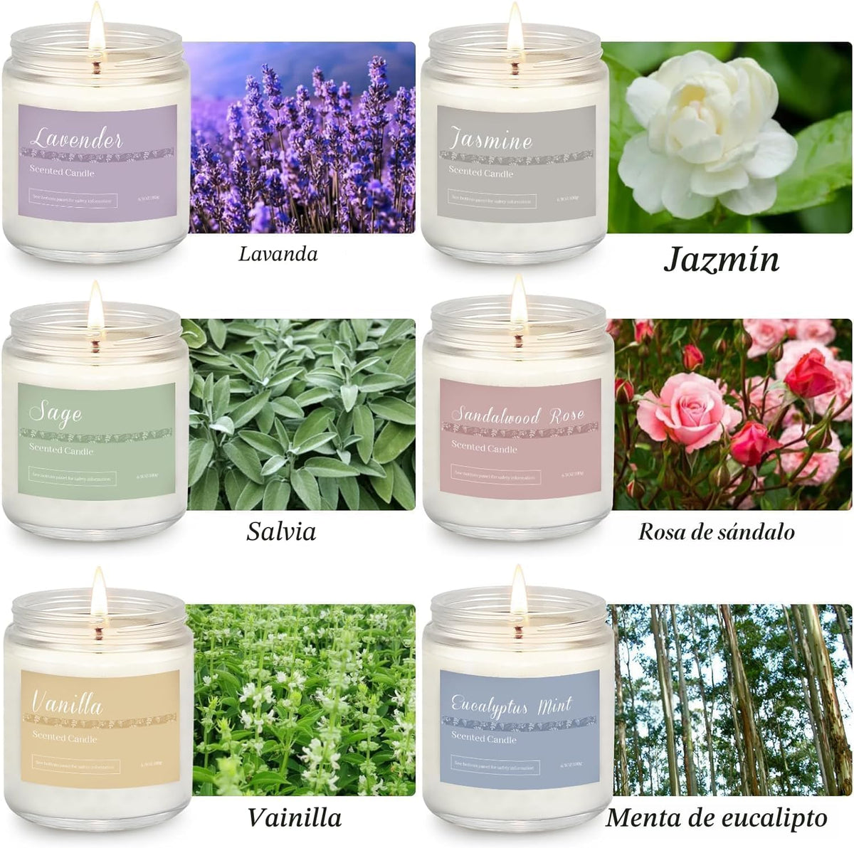 Paquete de 6 velas perfumadas para el hogar, velas de aromaterapia...