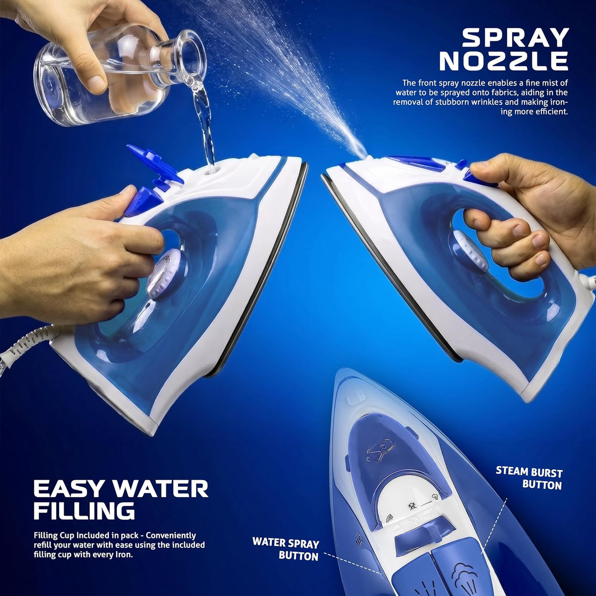 Utopia Home Plancha de vapor para ropa con suela antiadherente, pla...
