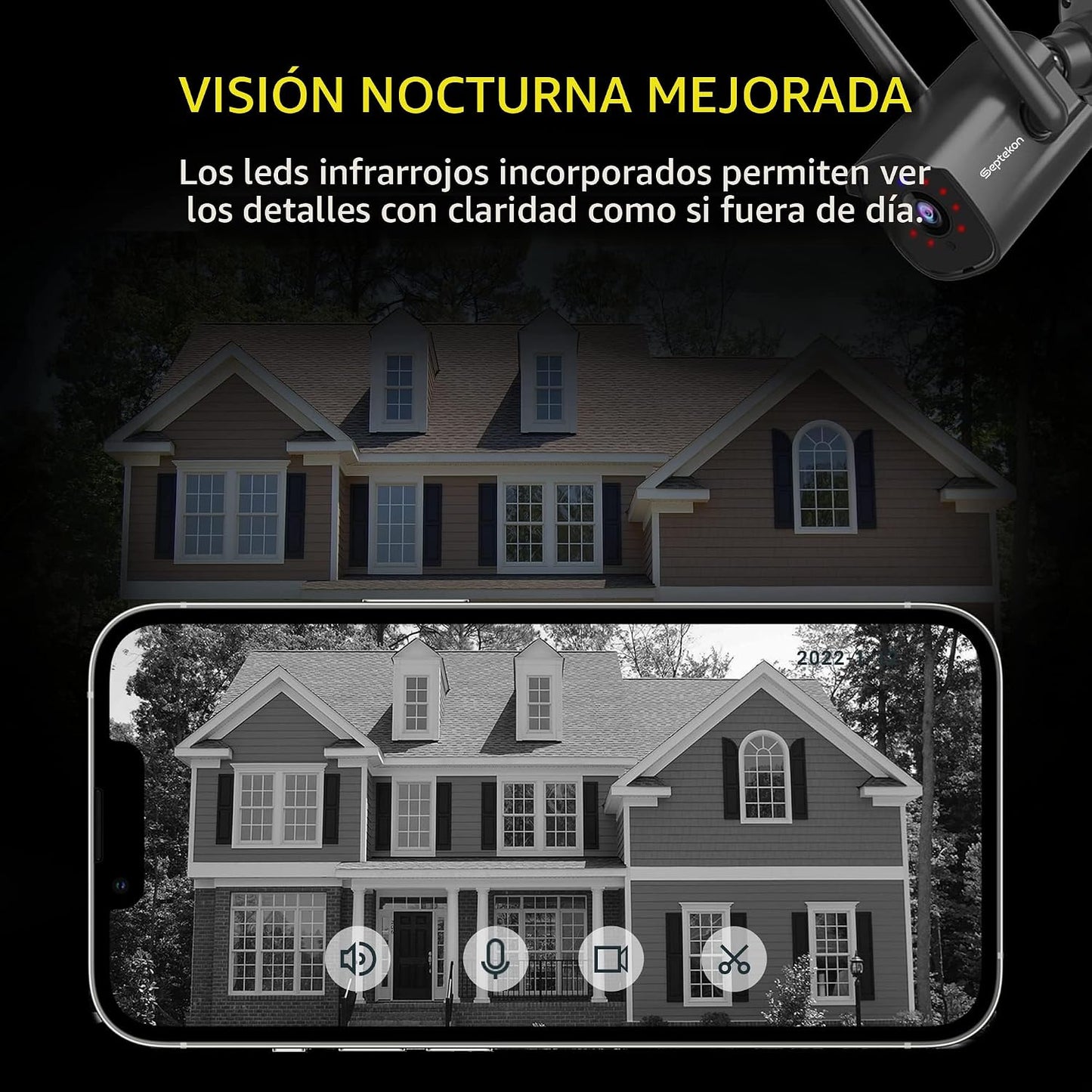 Septekon 2K - Cámaras de seguridad para el hogar, paquete de 4, cám...