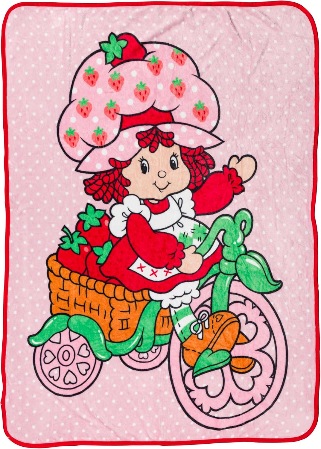 Manta de forro polar Silver Buffalo Strawberry Shortcake en bicicle...