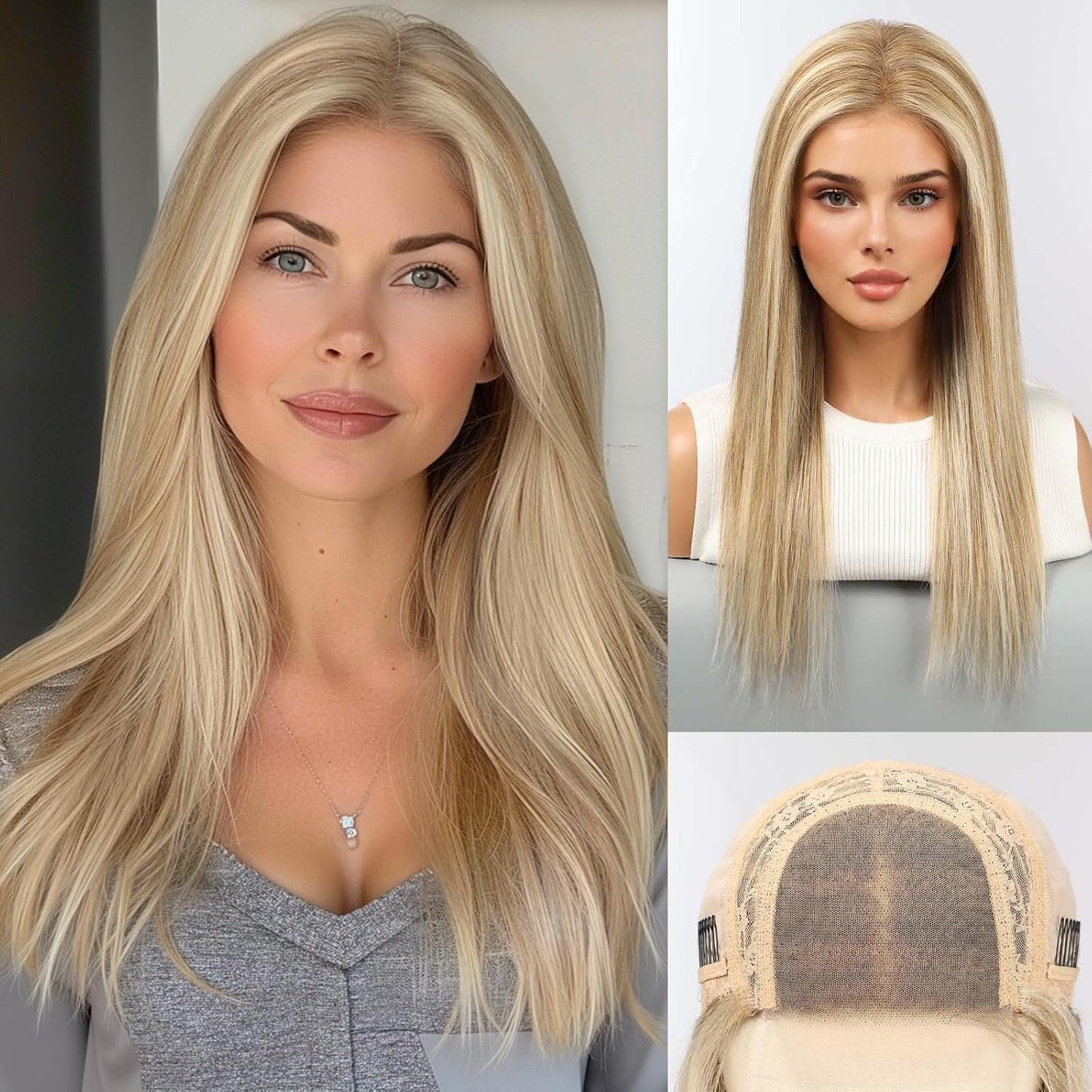 starluck Pelucas de cabello humano con encaje frontal, pelucas de c...
