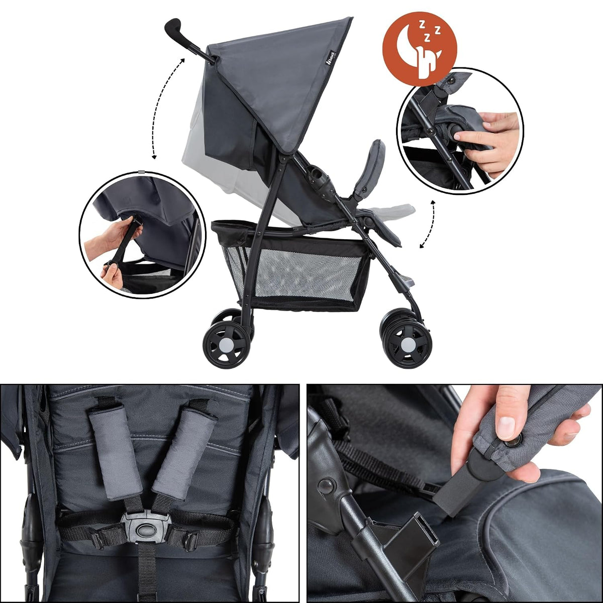 hauck Cochecito de viaje ligero y compacto plegable para bebé\/niño...