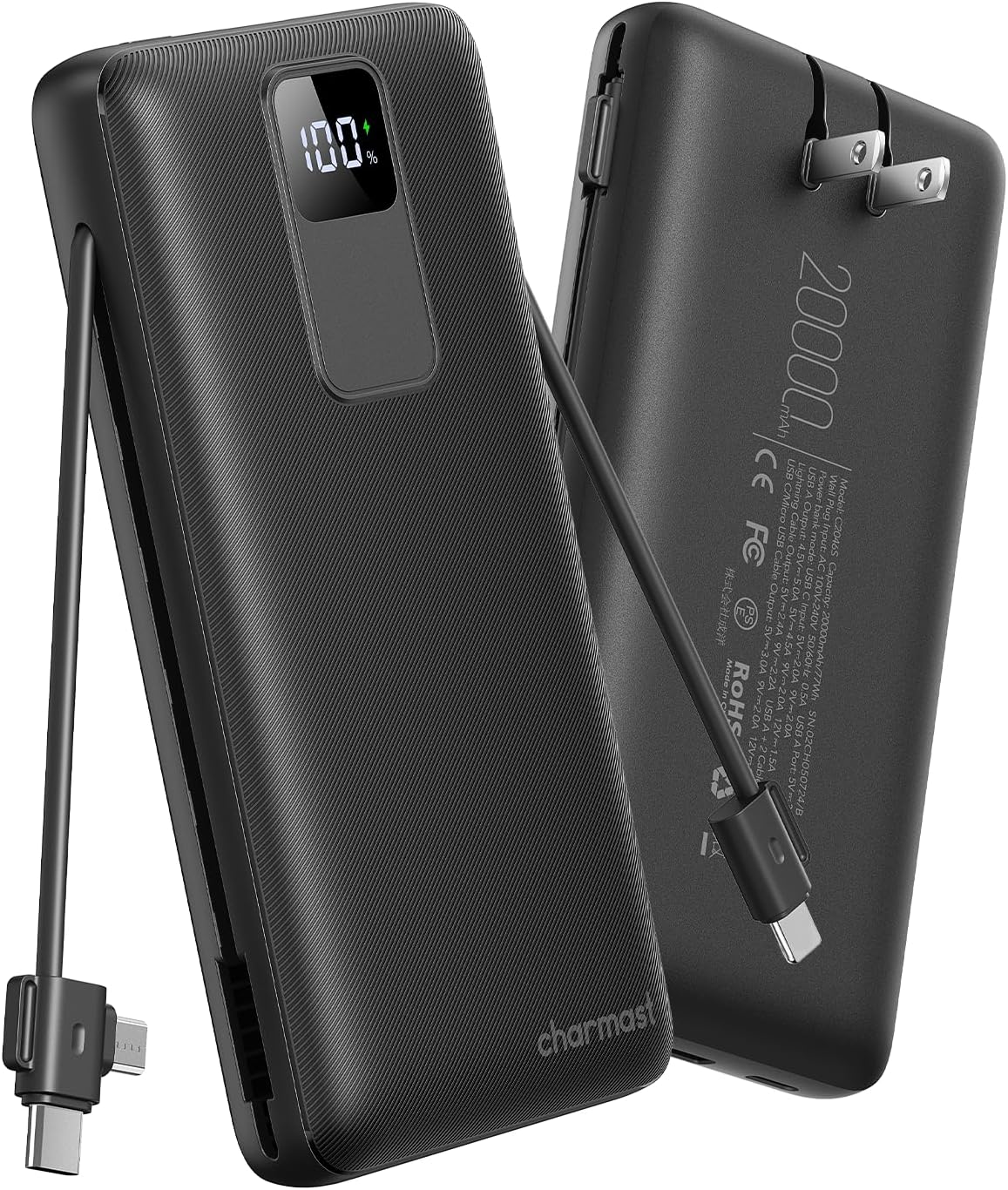 Cargador portátil charmast 20000mAh con enchufe de pared, banco de...