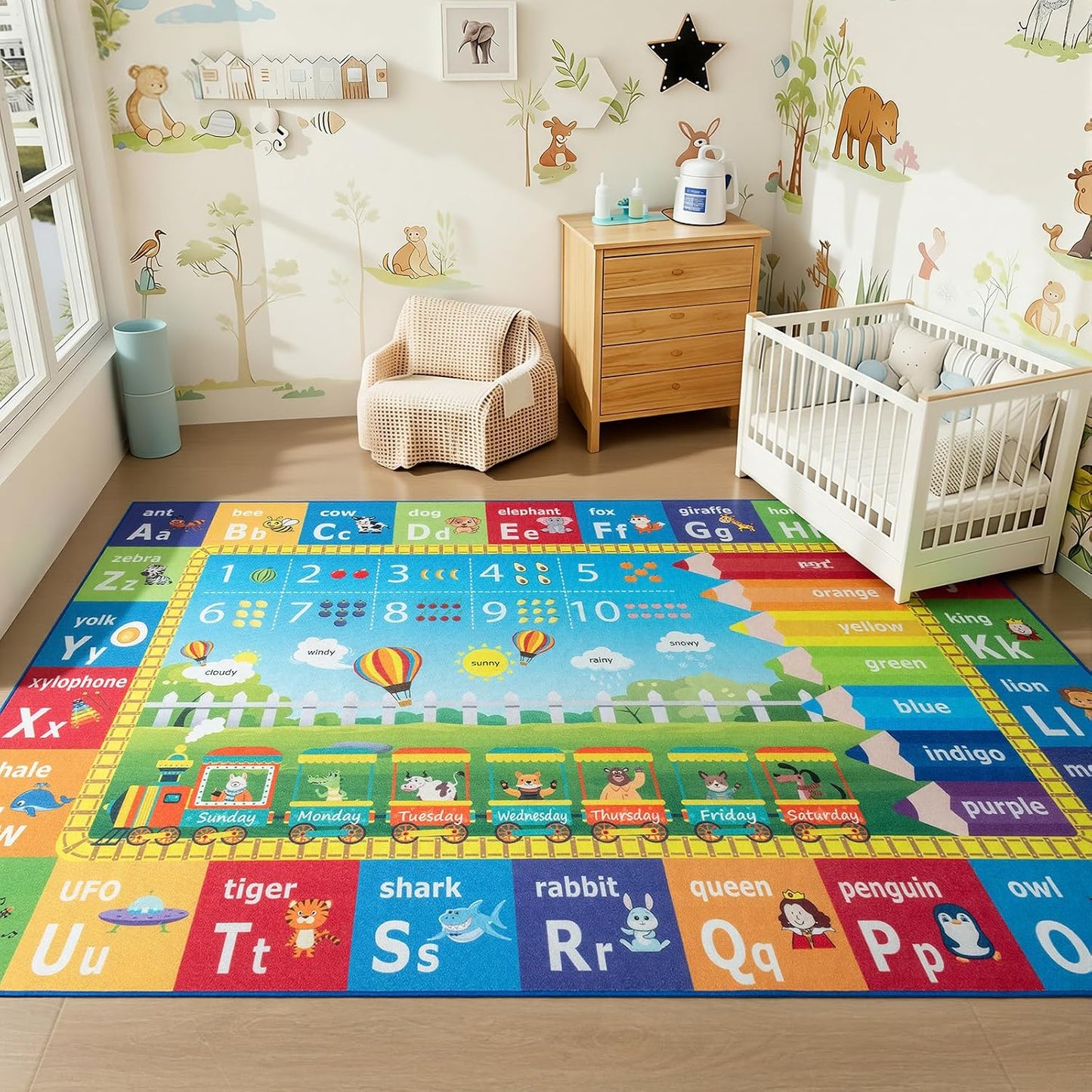 ST. BRIDGE Alfombra educativa para niños de 6 x 9 pies, alfombra de...