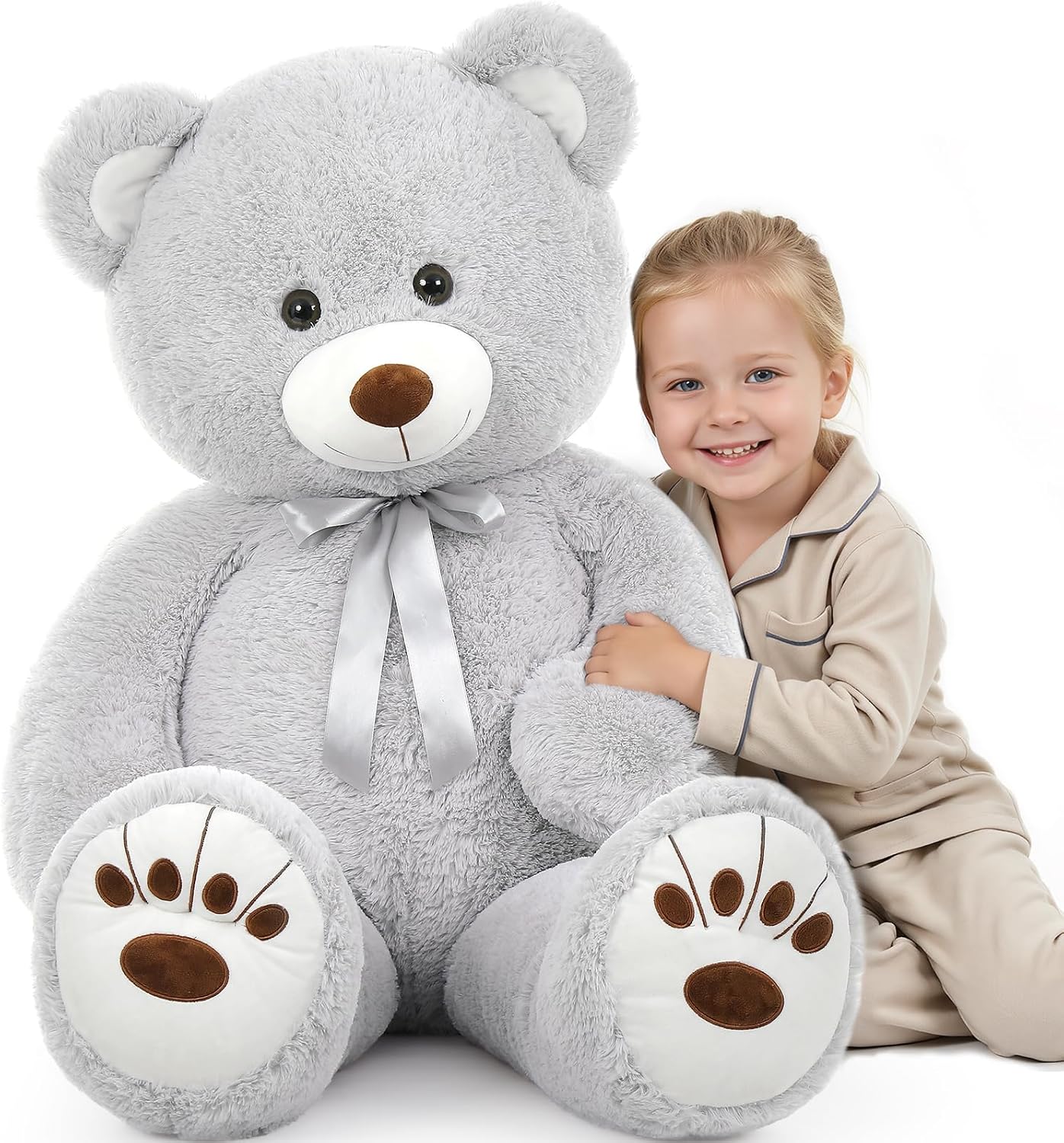 MorisMos - Oso de peluche gigante, 51 pulgadas, color gris | Oso de...