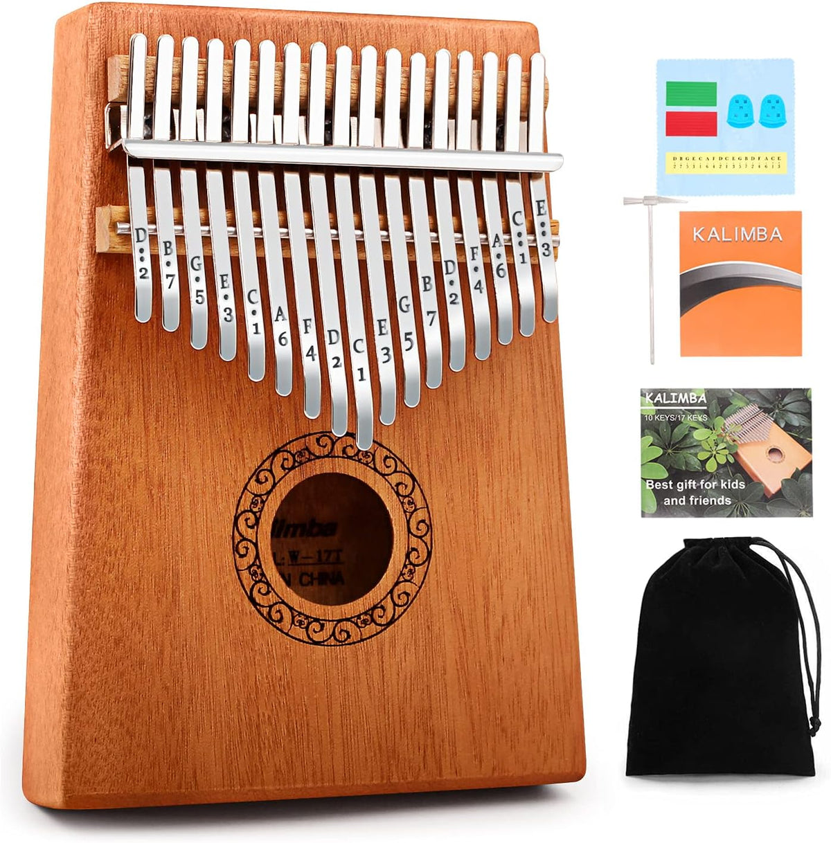 YUNDIE - Piano de pulgar Kalimba, portátil de 17 teclas con martill...