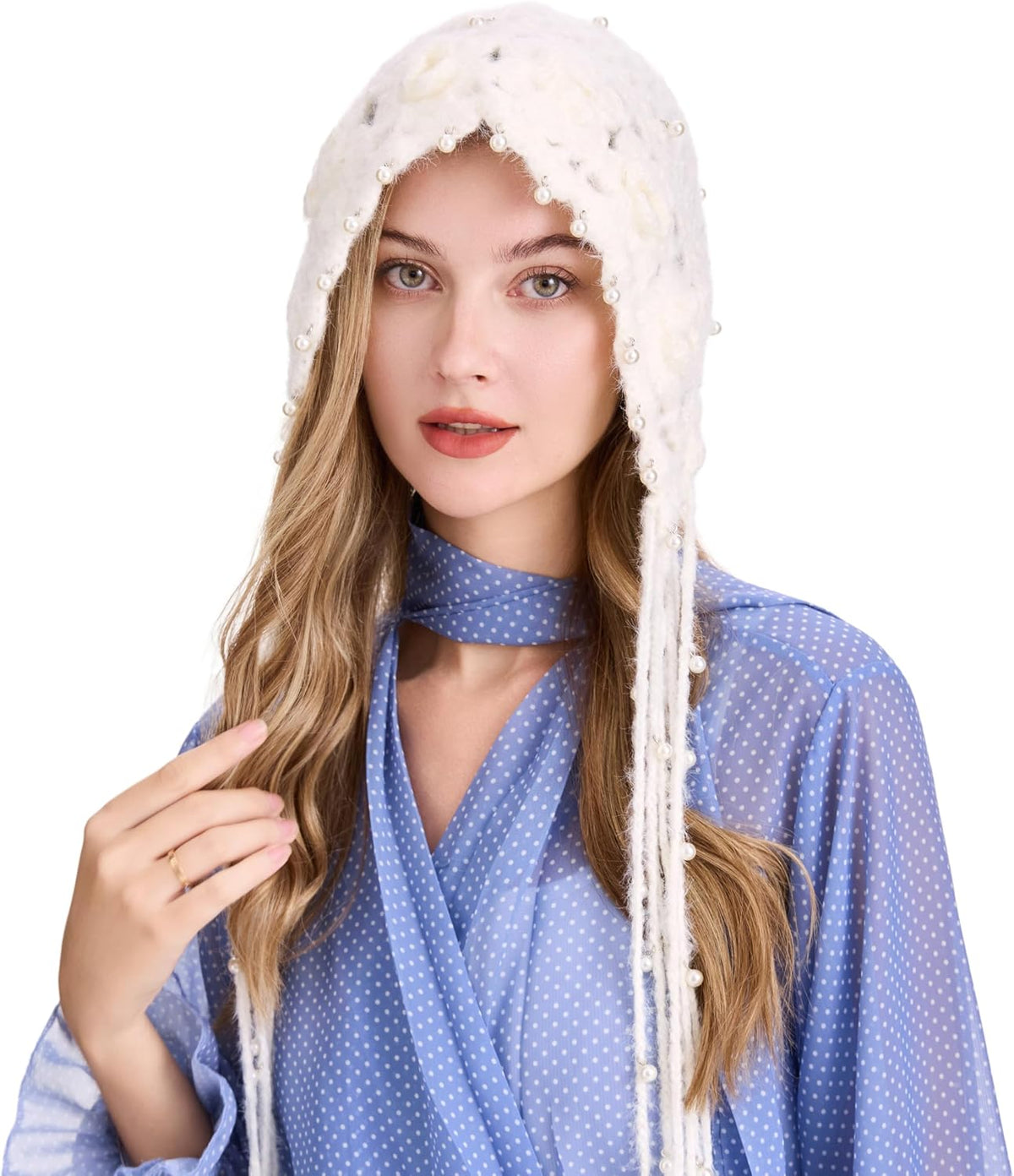 ZLYC Gorro holgado de ganchillo para mujer con borla y textura de c...