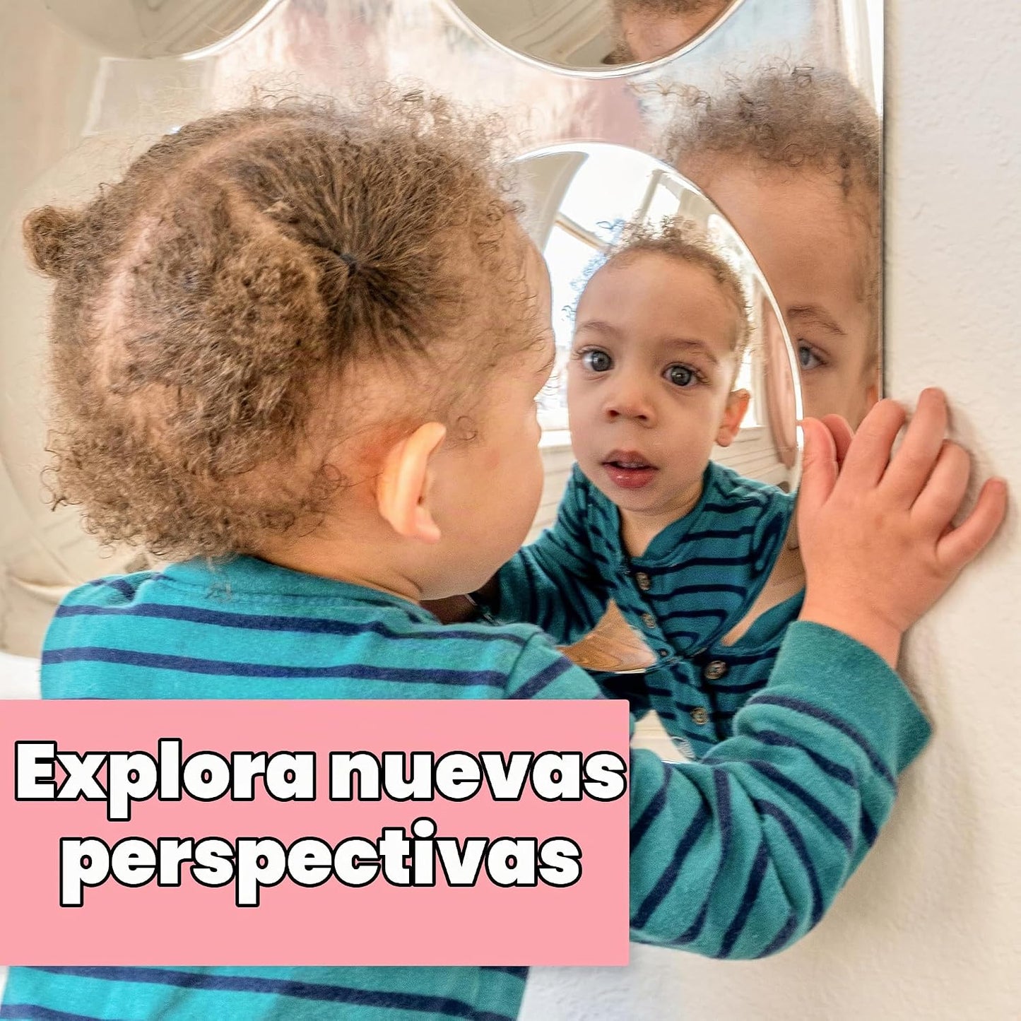 Spark &amp; Wow Espejo sensorial de pared para niños, grande, 4 bur...