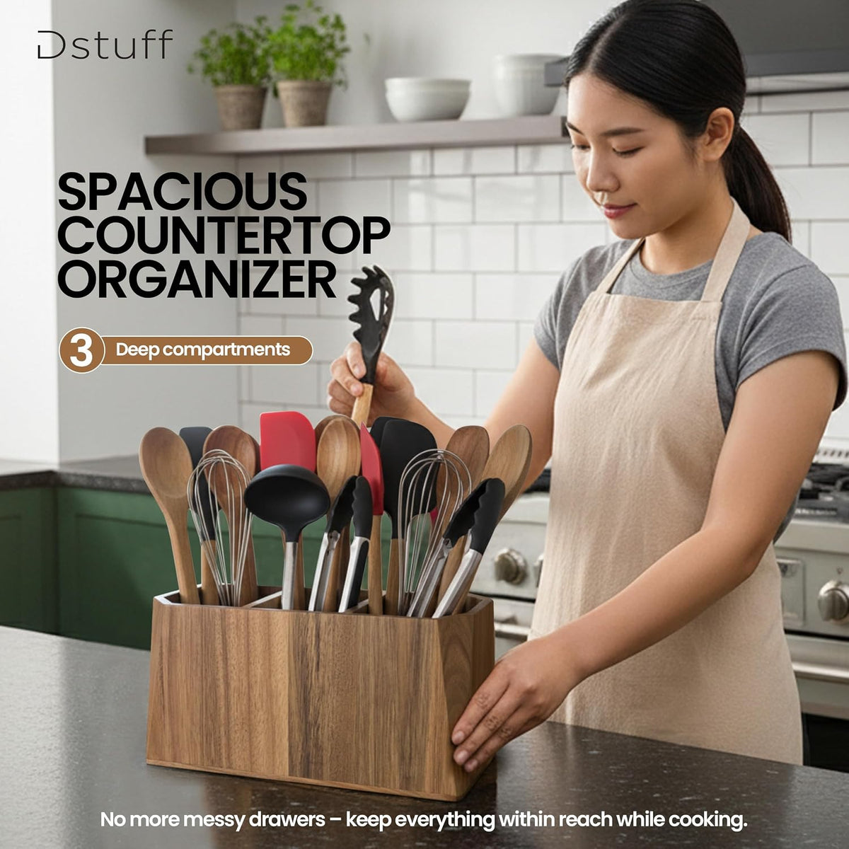 Soporte grande para utensilios de cocina para encimera, organizador...