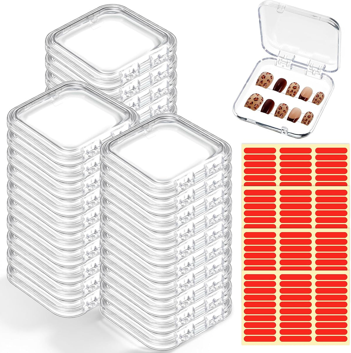 30 piezas de caja de uñas a presión, caja de almacenamiento de uñas...