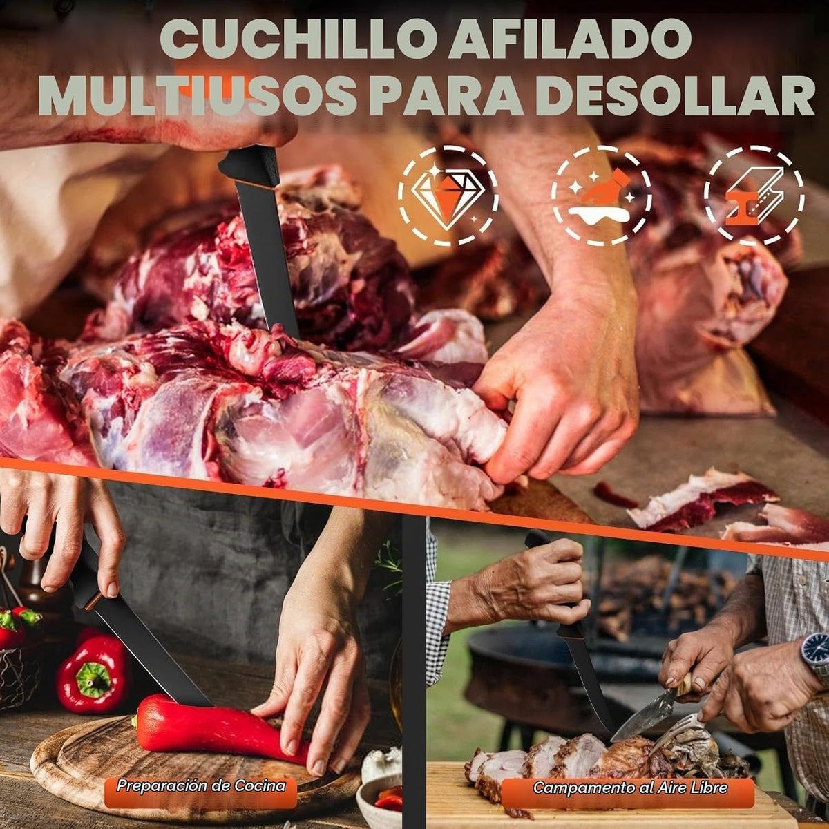Golden Bird Cuchillo deshuesador de 6 pulgadas para cortar carne co...