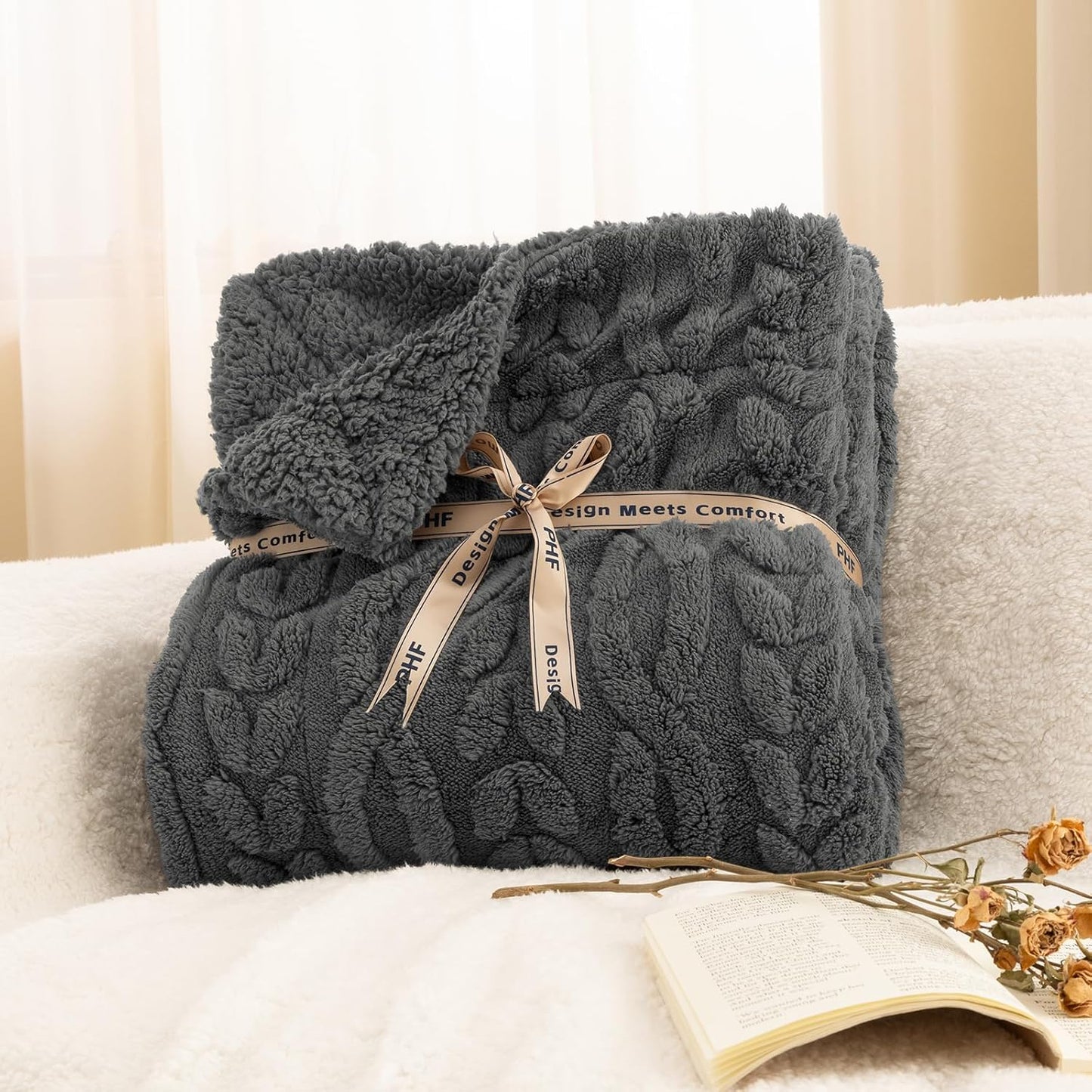 PHF Manta Sherpa Esponjosa Tamaño Queen para Invierno, Cálida y Sua...