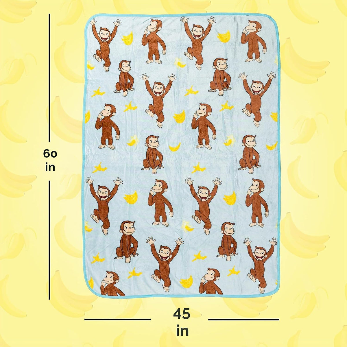 Silver Buffalo Curious George Monkey Banana - Manta de forro polar...
