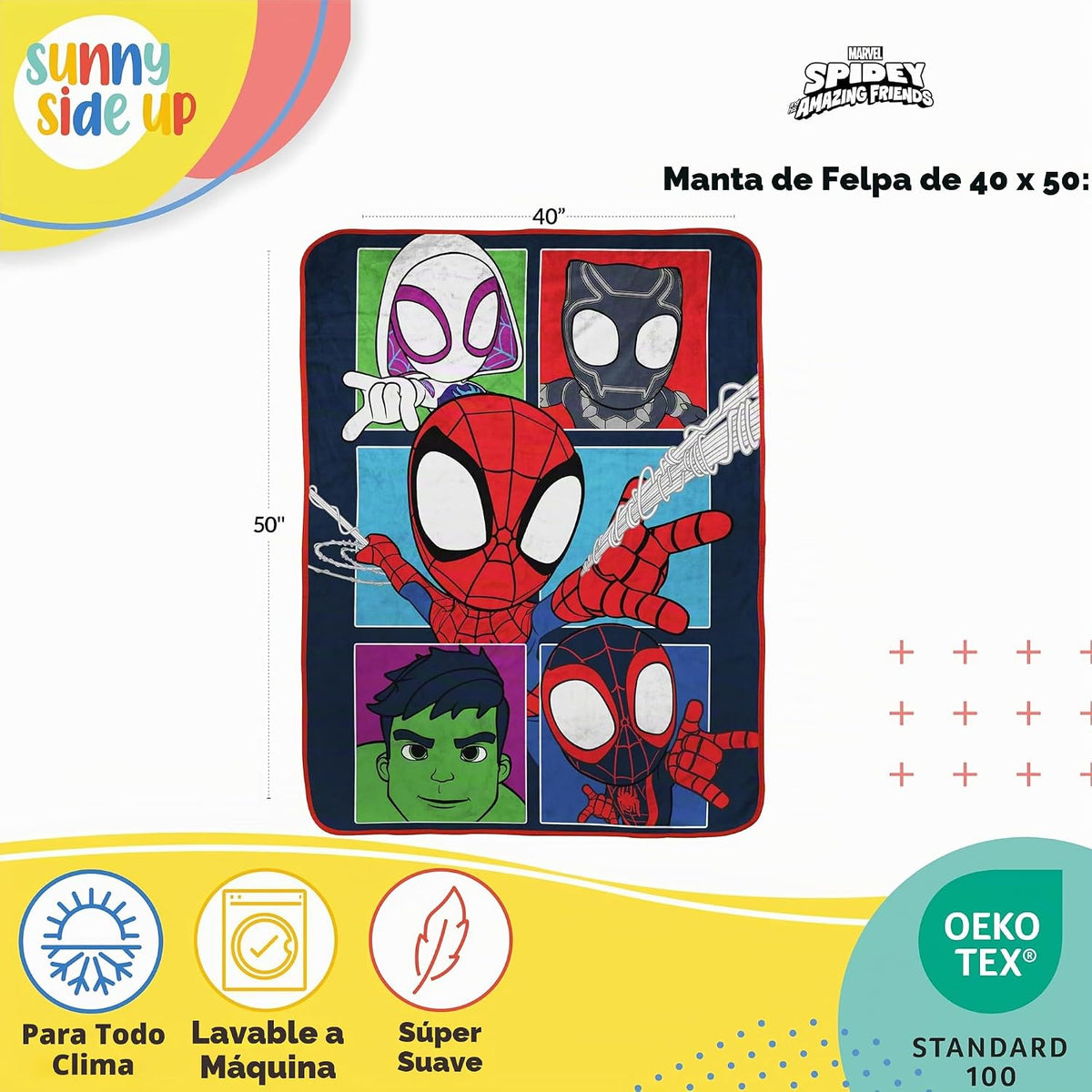 Sunny Side Up Manta de viaje de felpa Marvel Spidey &amp; His Amazi...