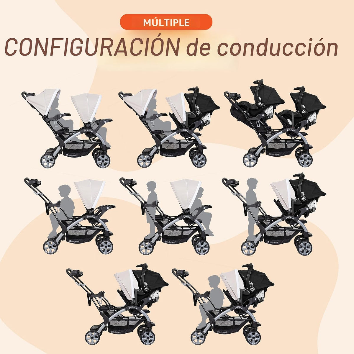 Baby Trend Cochecito doble para bebés y niños pequeños y 2 asientos...