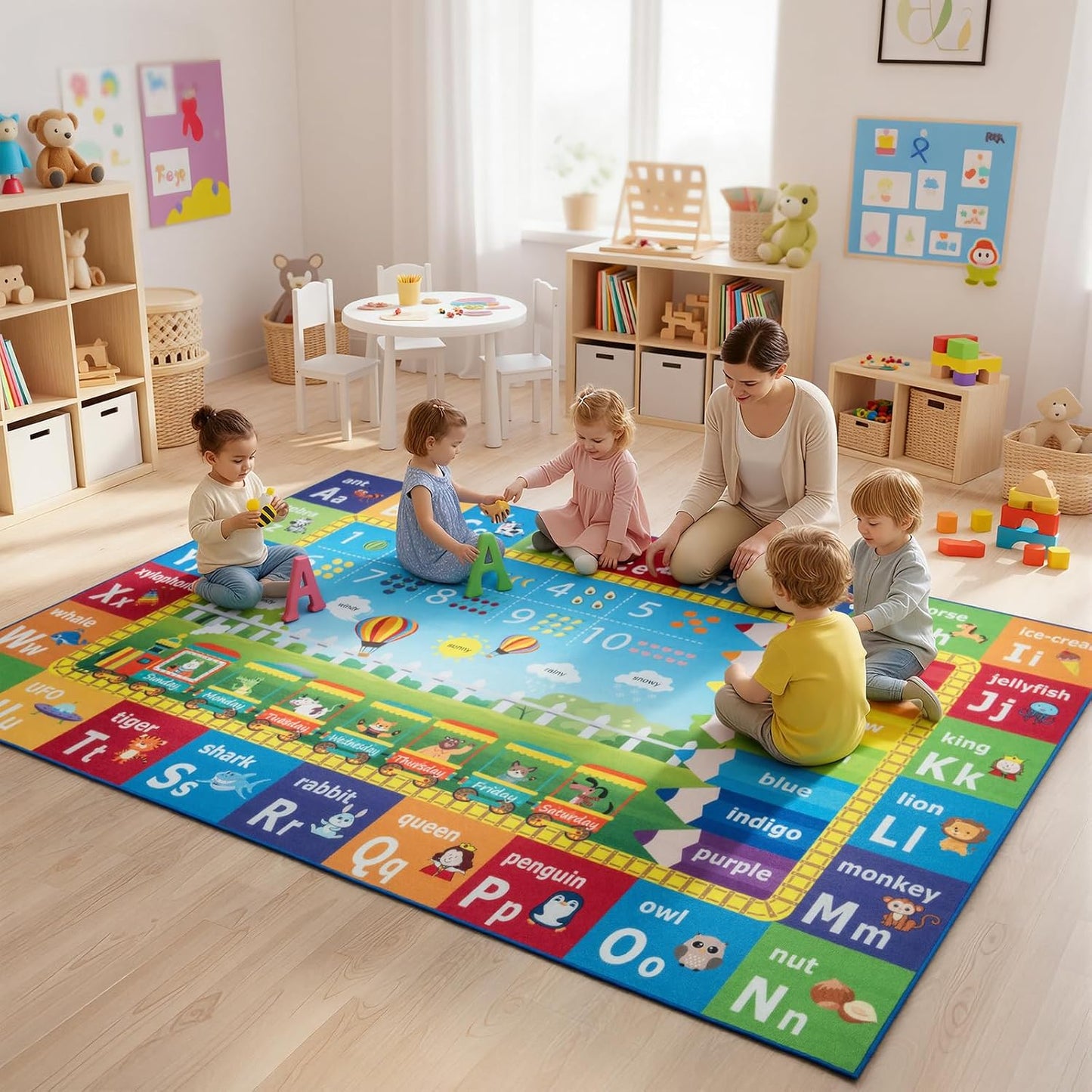 ST. BRIDGE Alfombra educativa para niños de 6 x 9 pies, alfombra de...