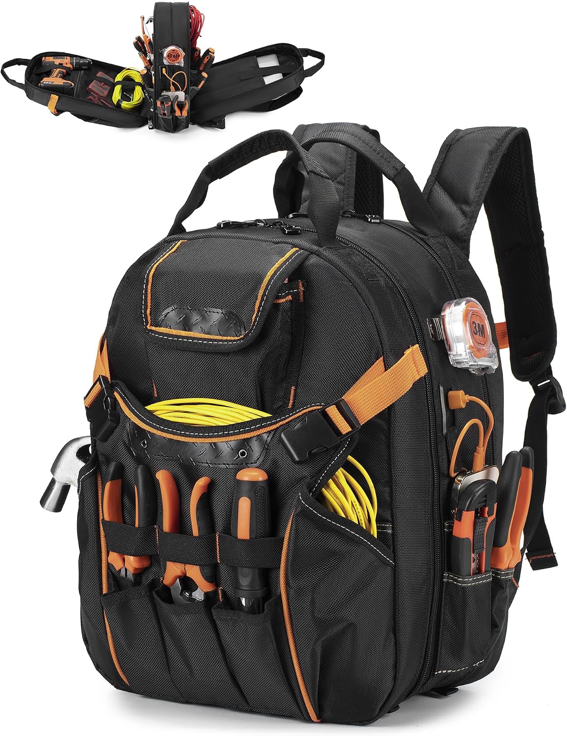 Mochila de herramientas resistente, bolsa de herramientas de apertu...