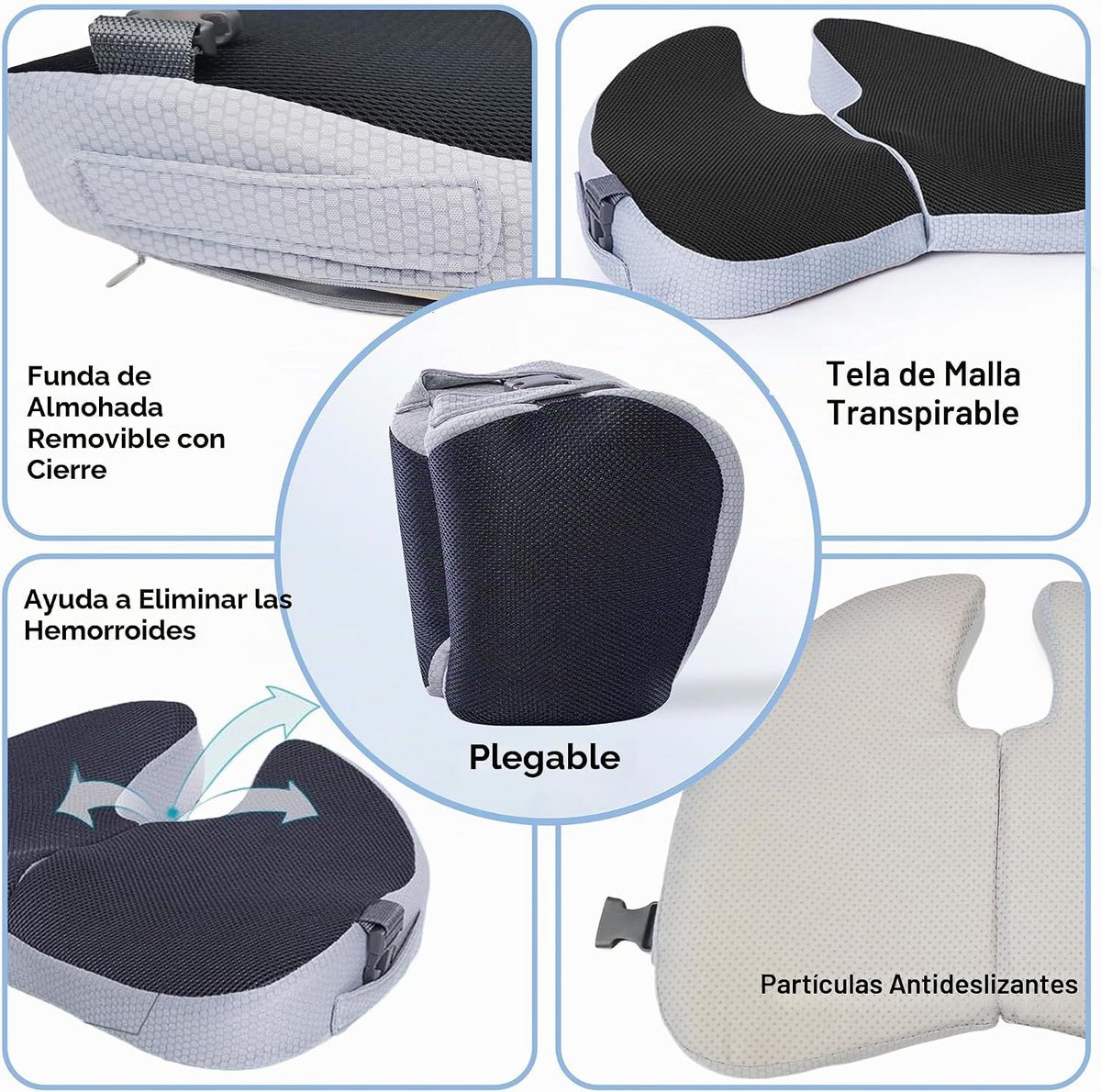 Cojín de asiento del viaje para el avión, pequeña almohada plegable...