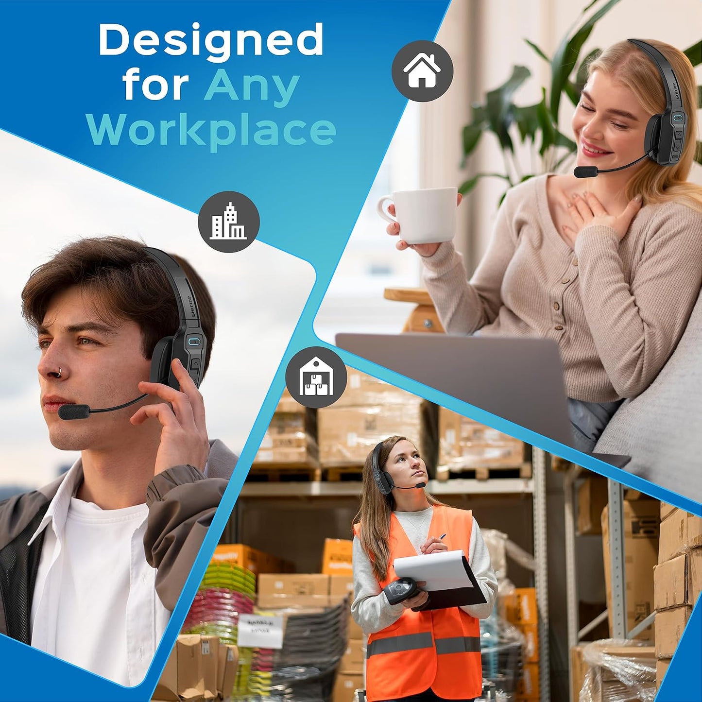Philips Auriculares Bluetooth Trucker con micrófono, auriculares in...