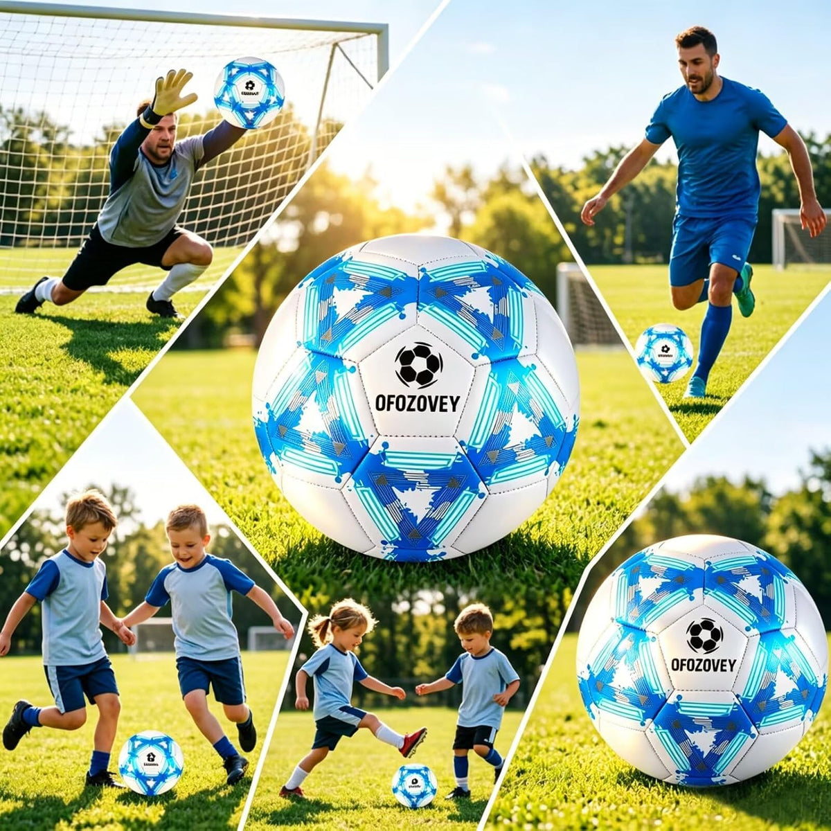 OFOZOVEY Balón de fútbol tamaño 5 paquete de tres, balón de fútbol...