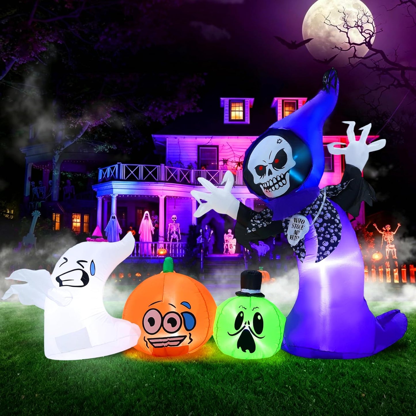 Inflables de Halloween de 8 pies de largo para decoraciones al aire...
