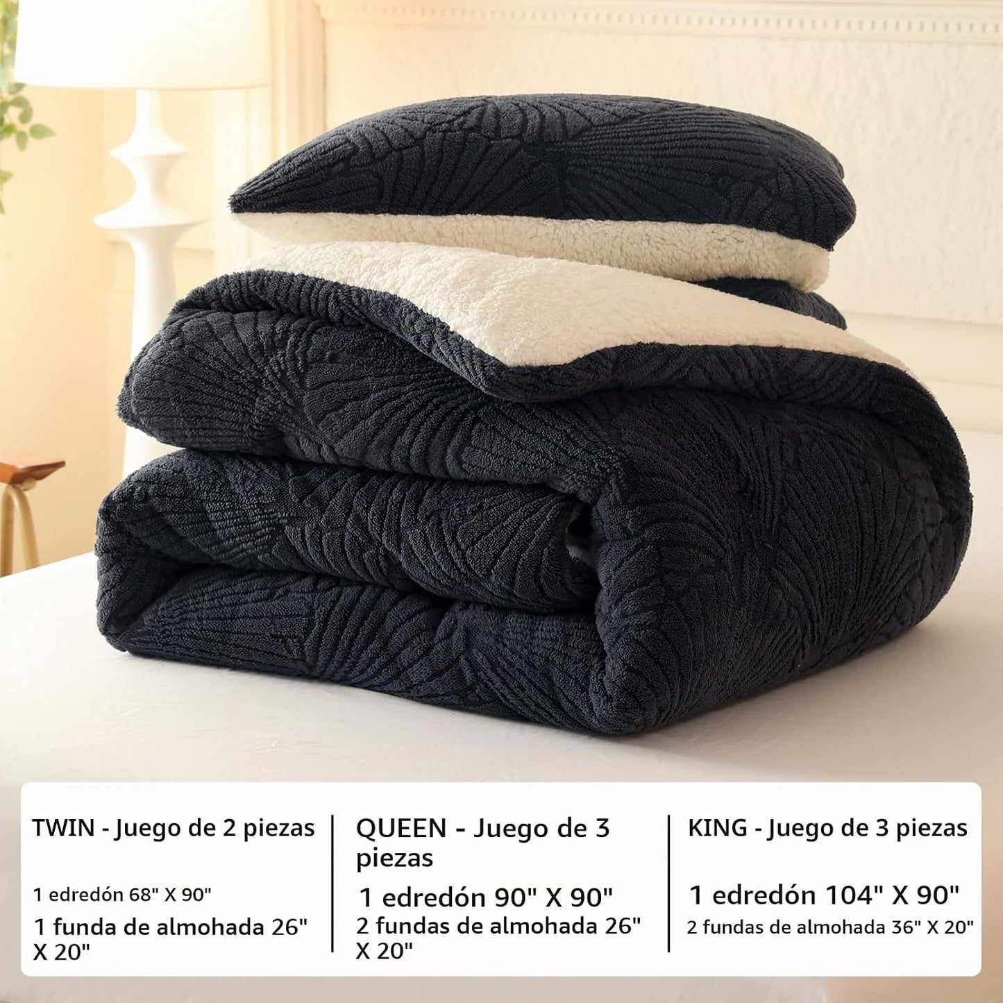 tohrisa Seashell - Juego de edredón Jacquard Sherpa cálido y acoged...