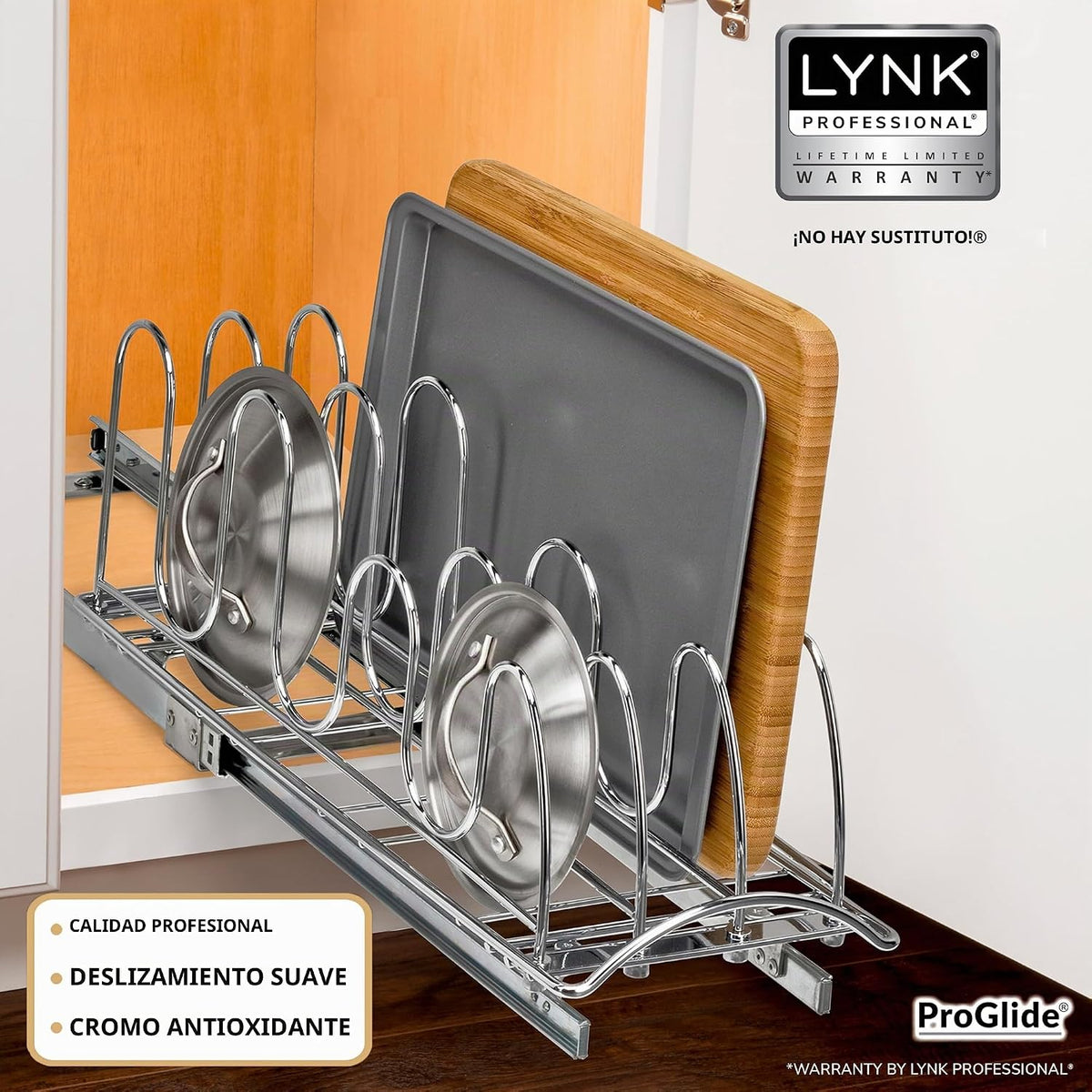 LYNK PROFESSIONAL® Organizador de tapas extraíbles para ollas y sar...
