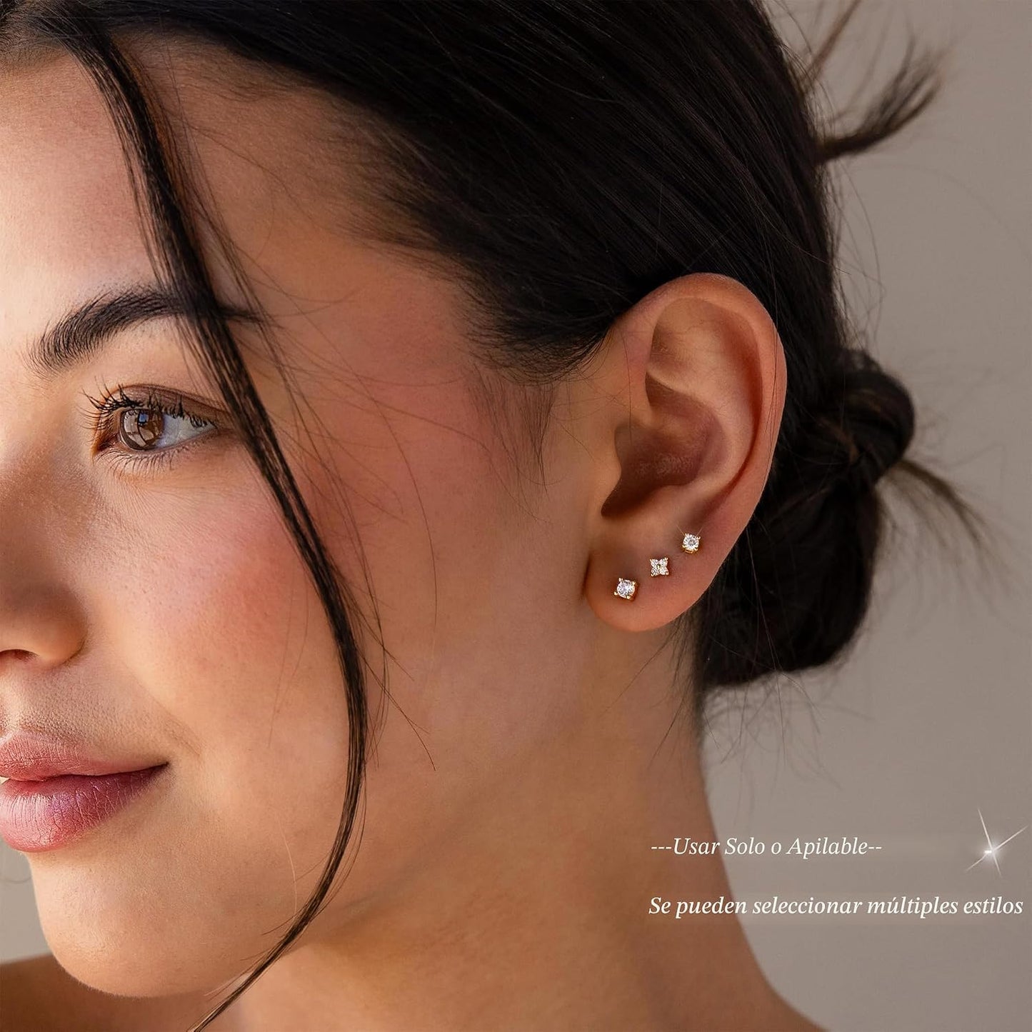 5 pares de aretes chapados en oro de 14 quilates para mujer, hipoal...