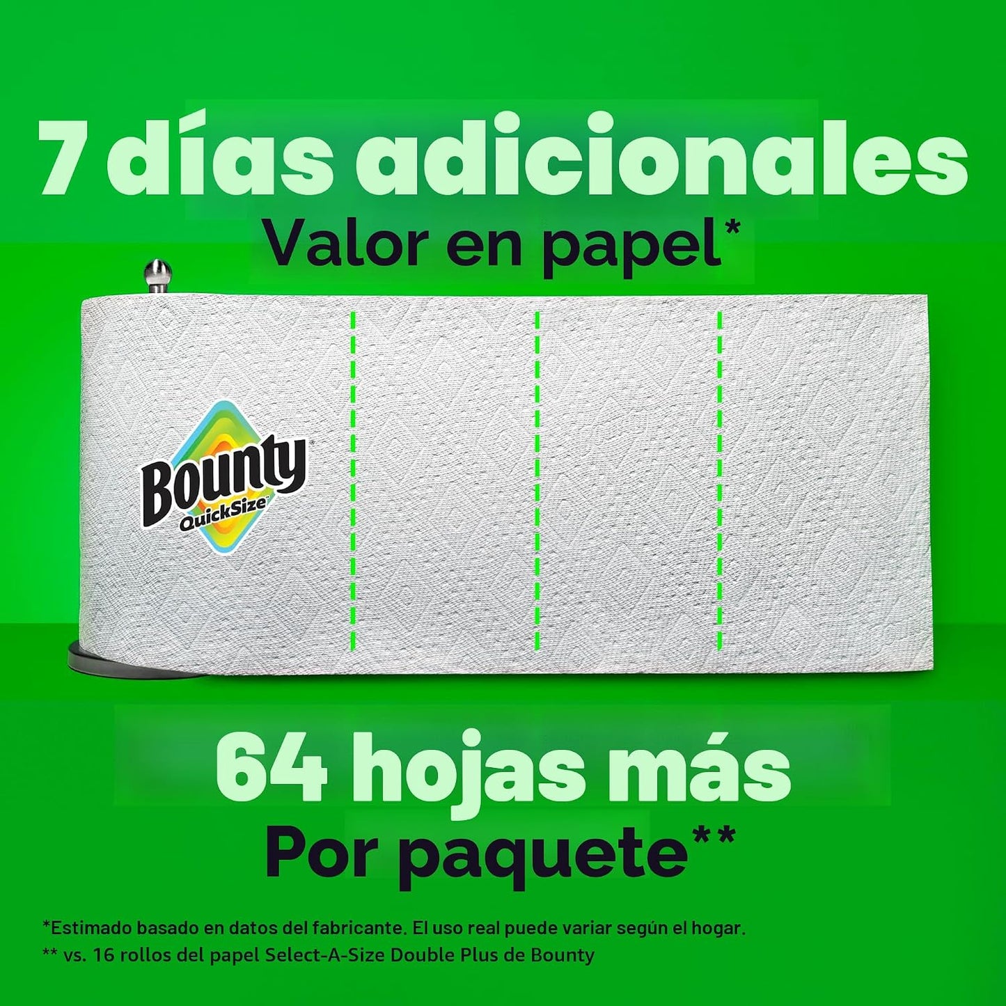 Bounty Toallas de papel de tamaño rápido, color blanco, 16 rollos f...